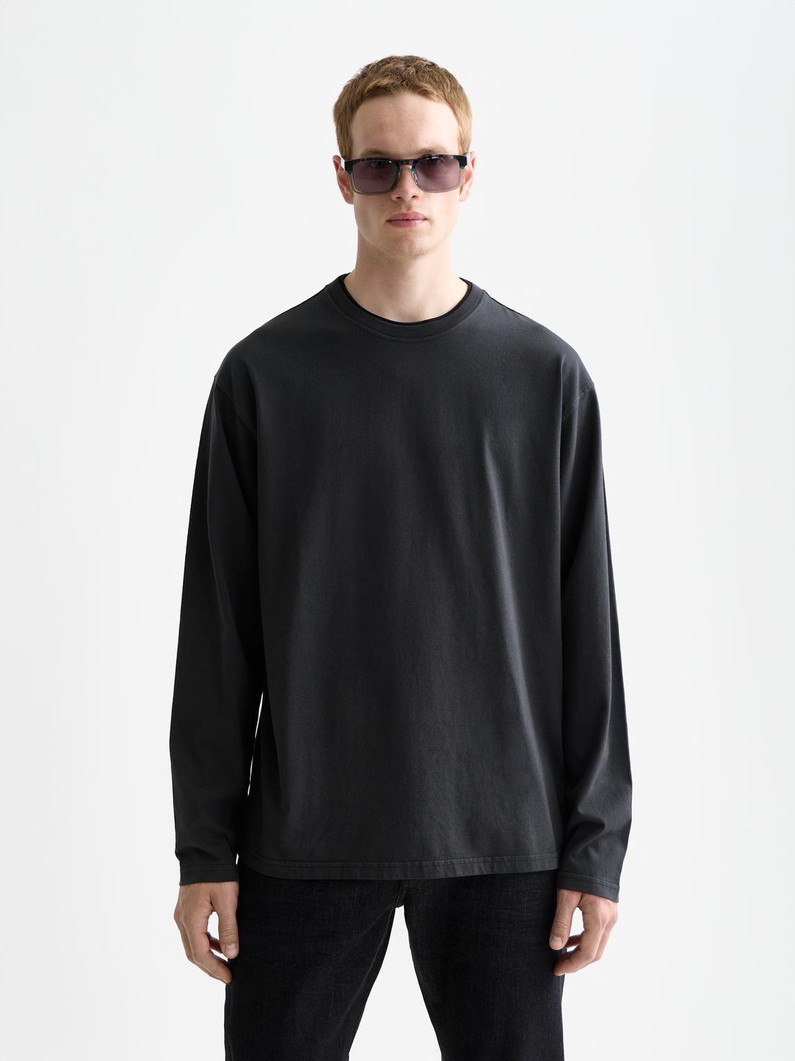 3 Crosses Relaxed-Fit Garment-Dyed Long Sleeve T-Shirt