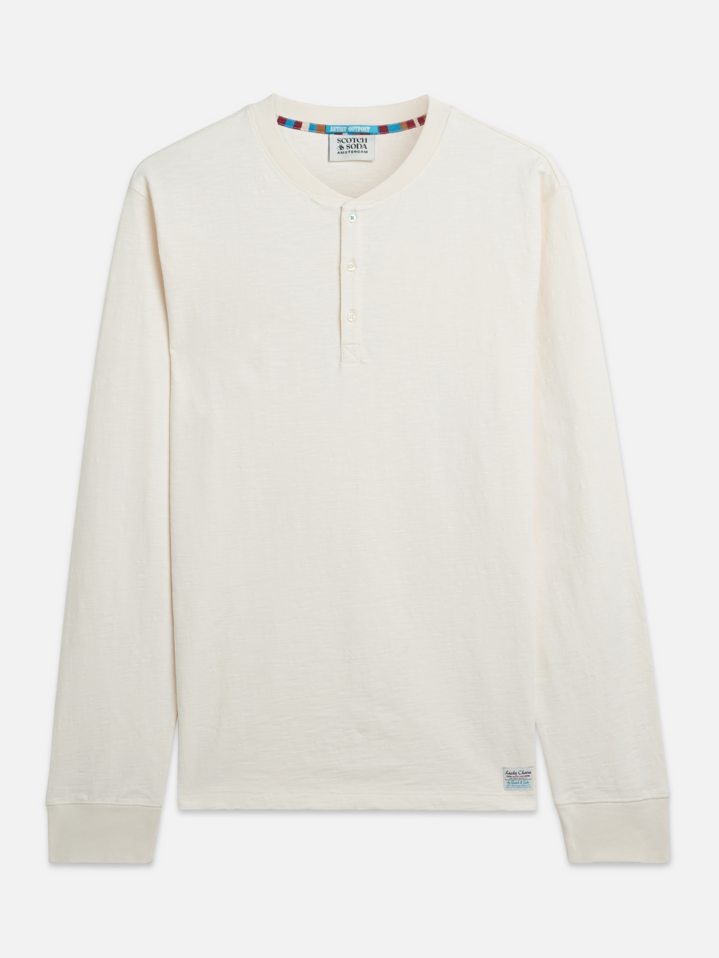 Henley Slub Yarn Regular-Fit Long-Sleeve T-Shirt