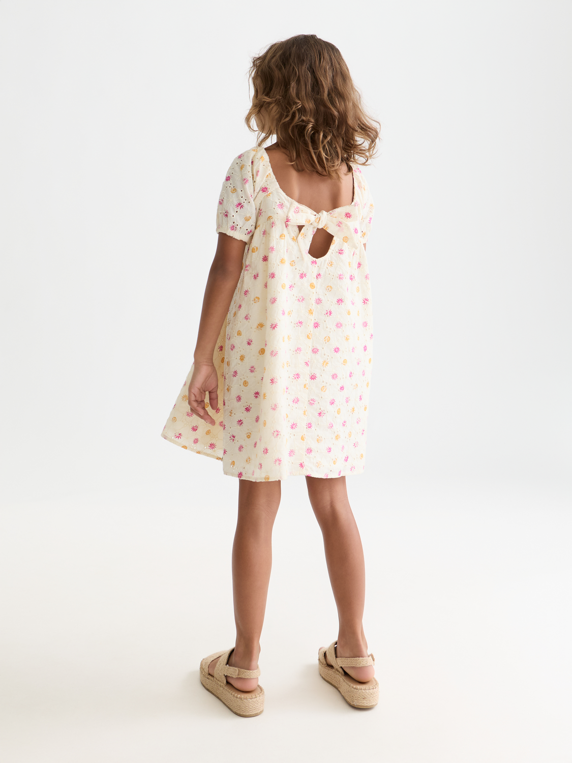 Girls' Printed Embroidered Cotton Dress