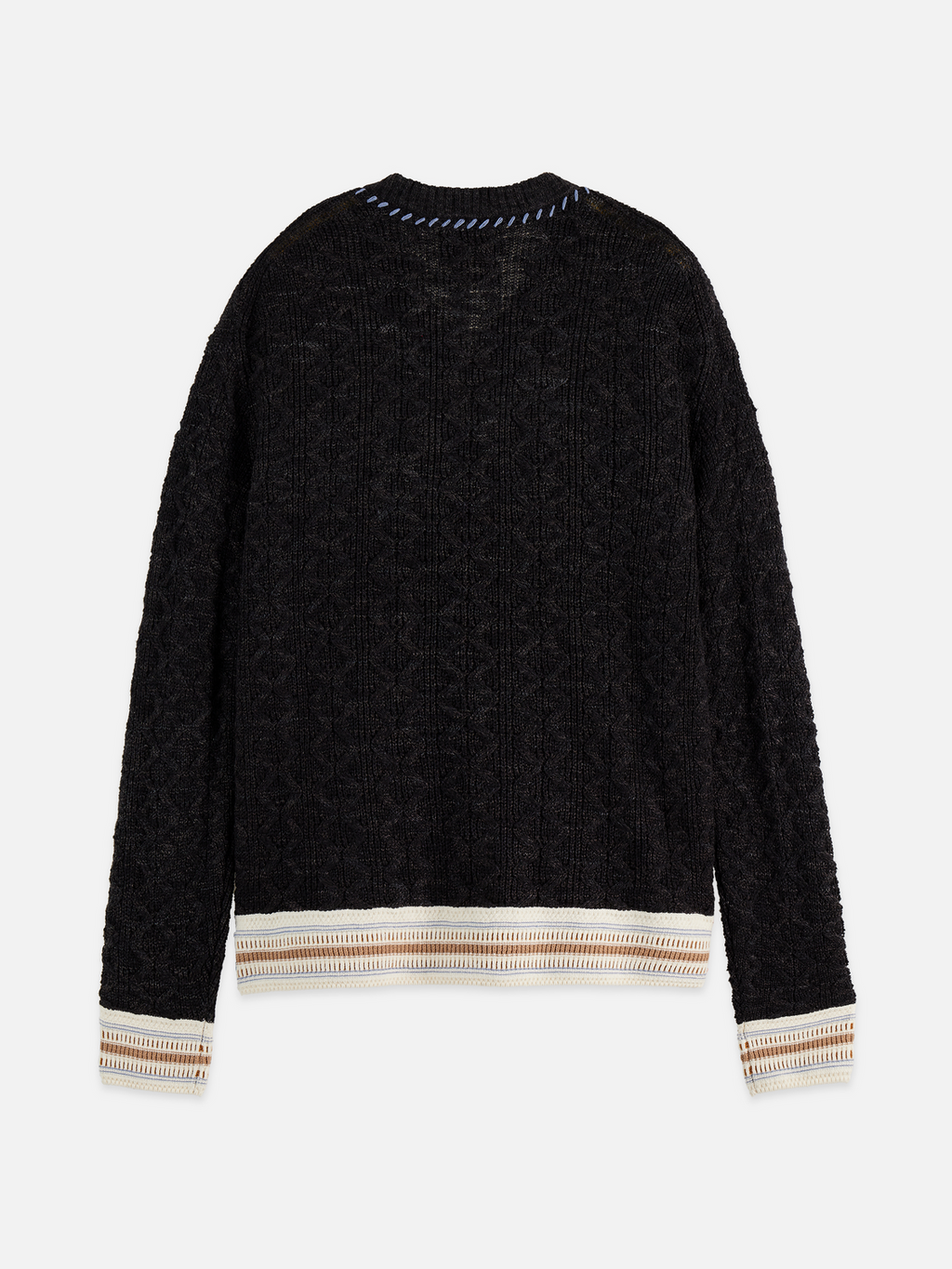 V-Neck Cable Loose-Fit Pullover