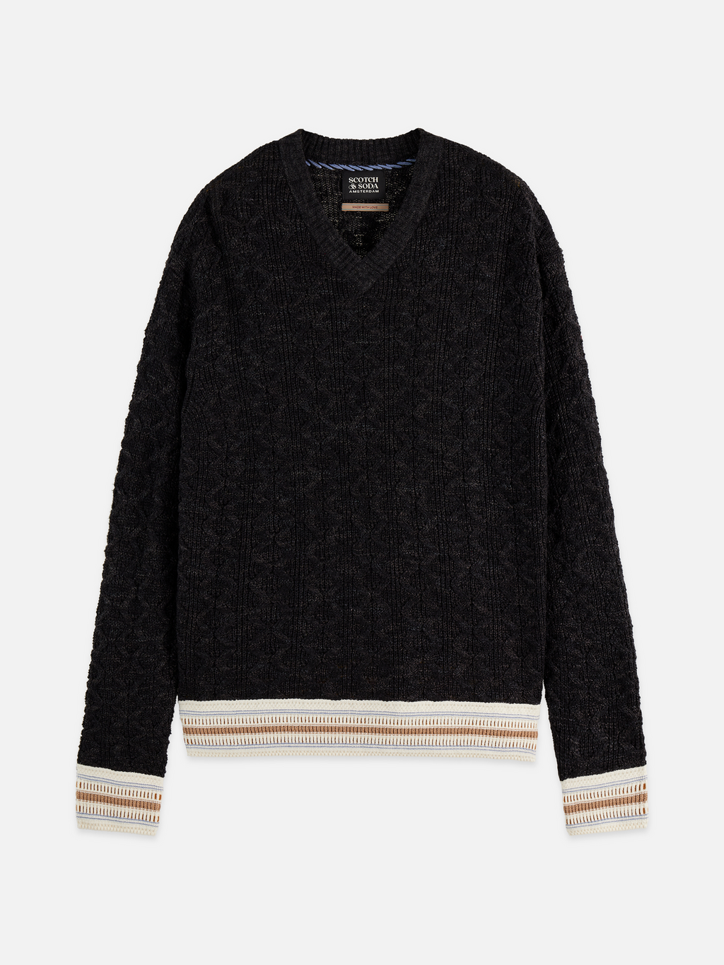 V-Neck Cable Loose-Fit Pullover