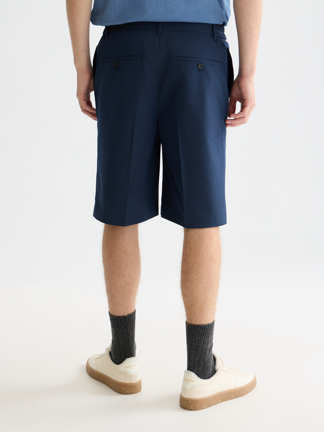 Seersucker Wide-Fit Bermuda Shorts