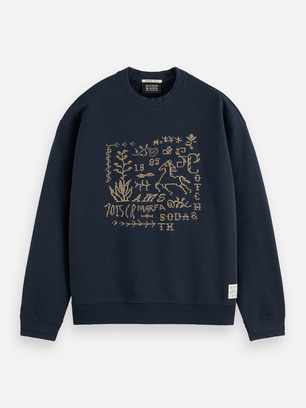 Cross Stitch Artwork Relaxed-Fit Sweatshirt