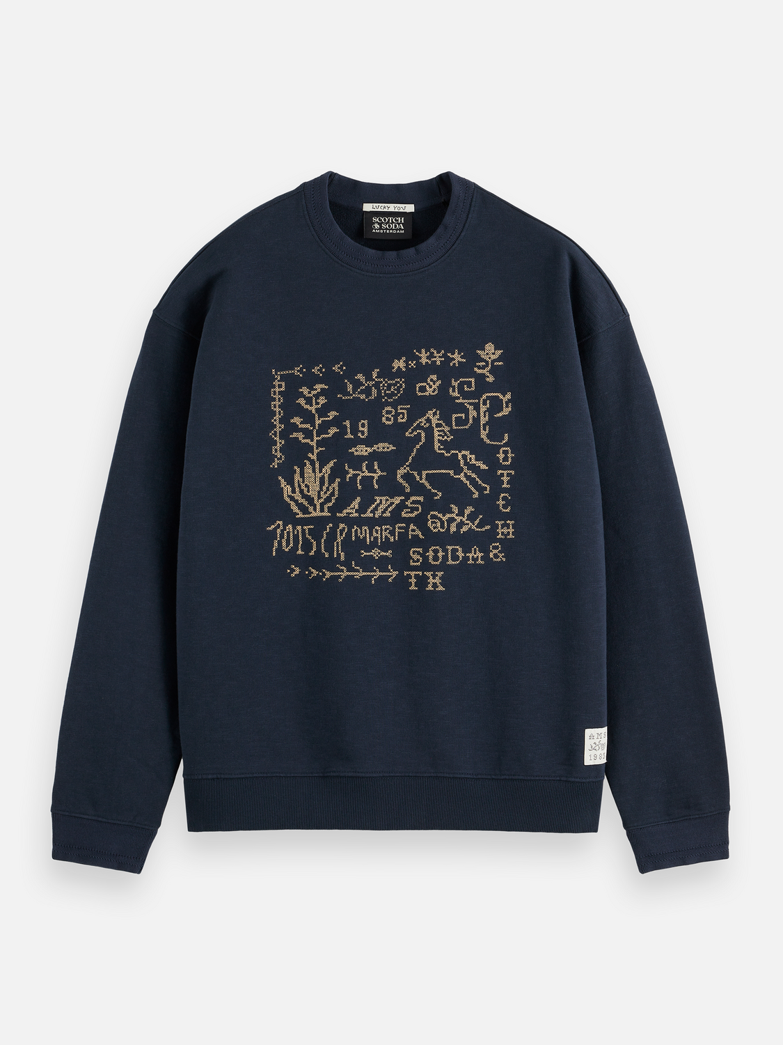 Cross Stitch Artwork Relaxed-Fit Sweatshirt