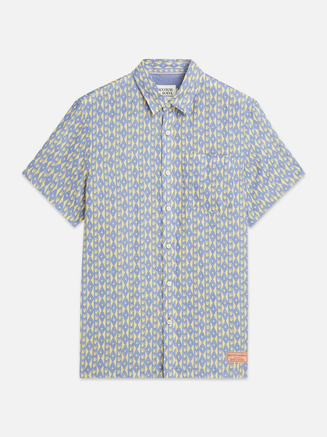 Printed Linen Regular-Fit Short-Sleeve Shirt