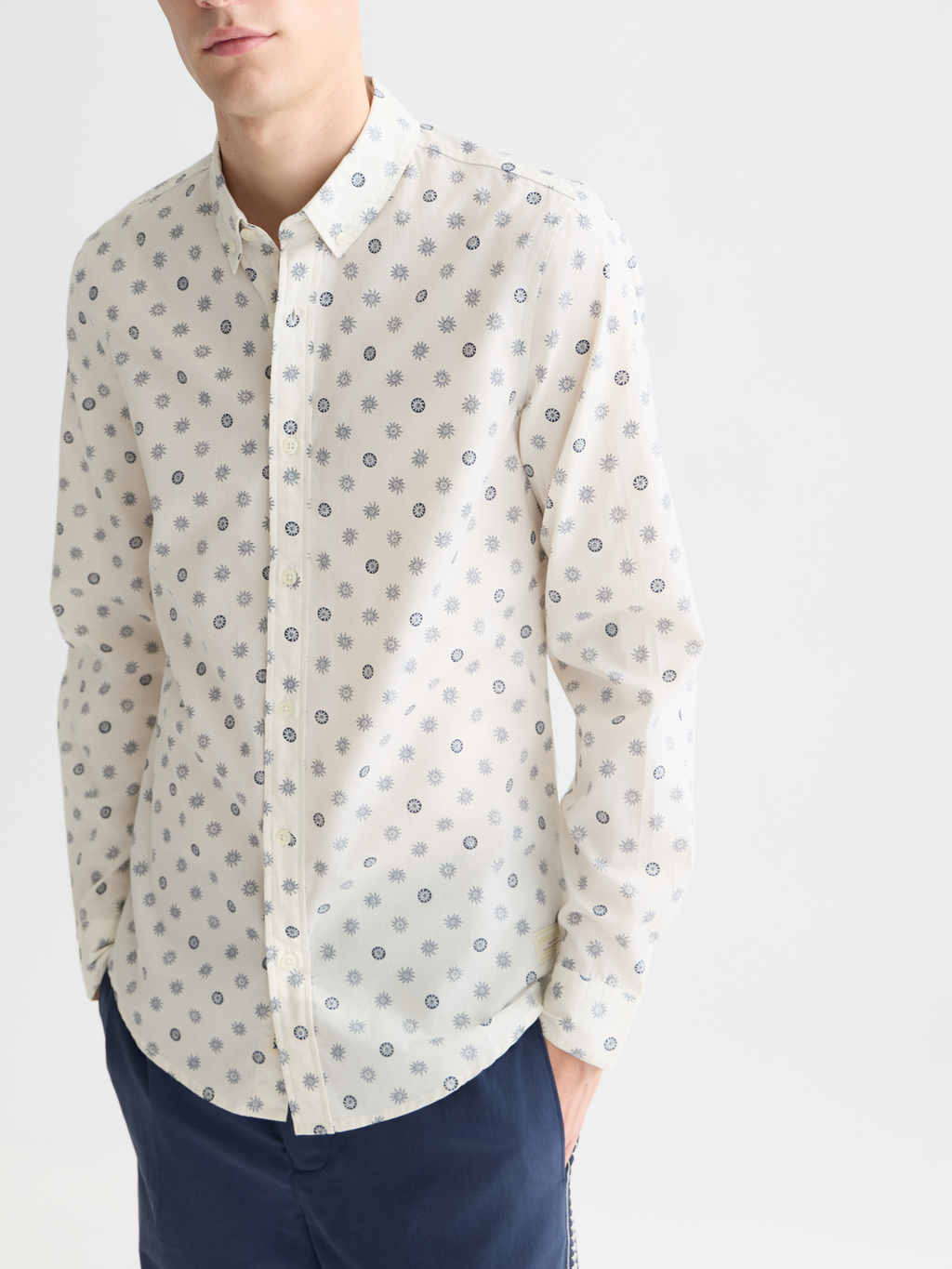 Microprint Poplin Slim-Fit Shirt