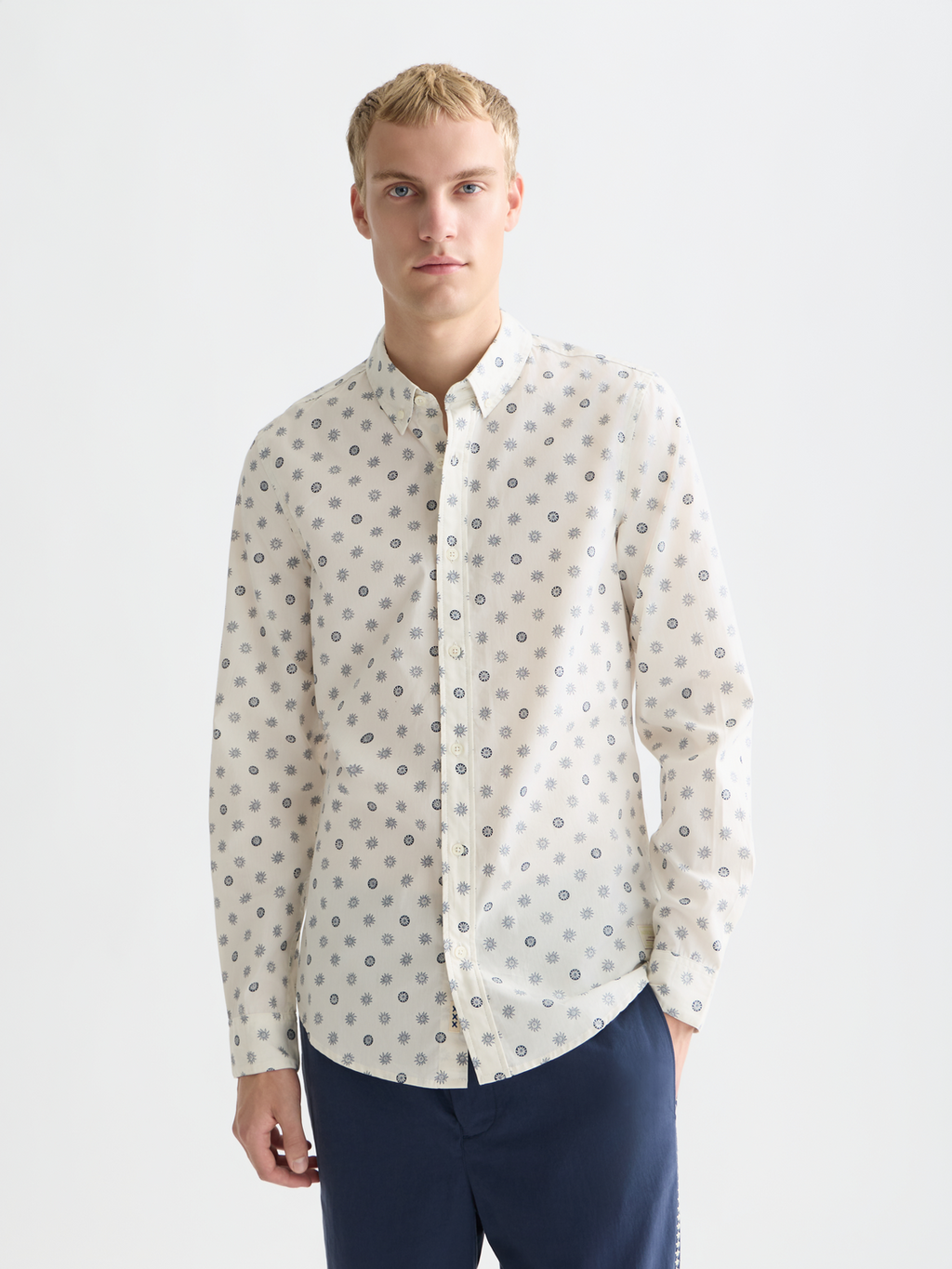 Microprint Poplin Slim-Fit Shirt
