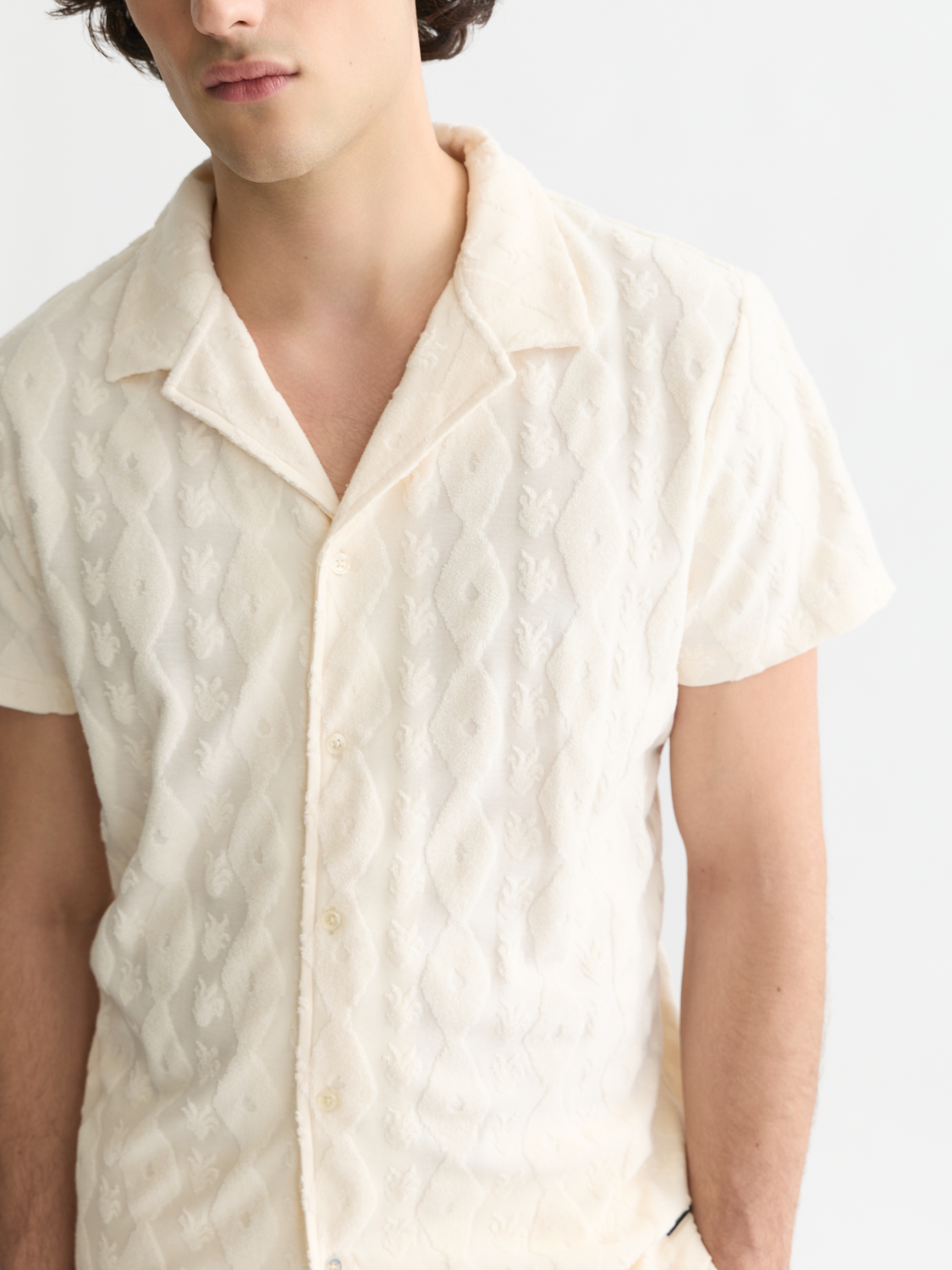 Terry Jacquard Regular-Fit Short-Sleeved Shirt