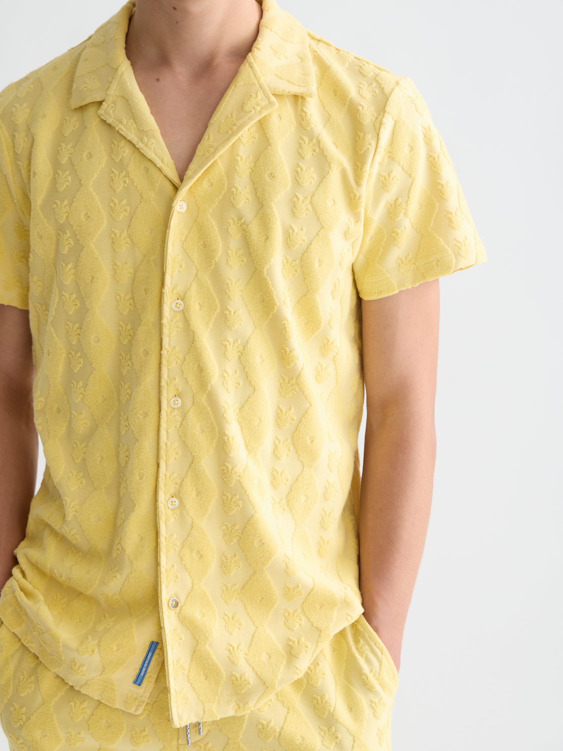 Terry Jacquard Regular-Fit Short-Sleeved Shirt