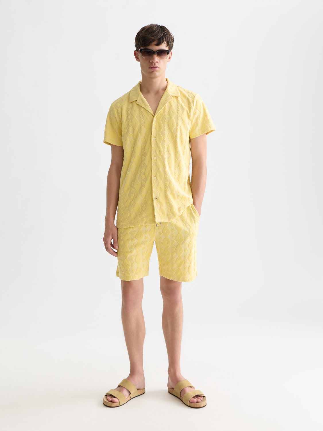 Terry Jacquard Regular-Fit Short-Sleeved Shirt