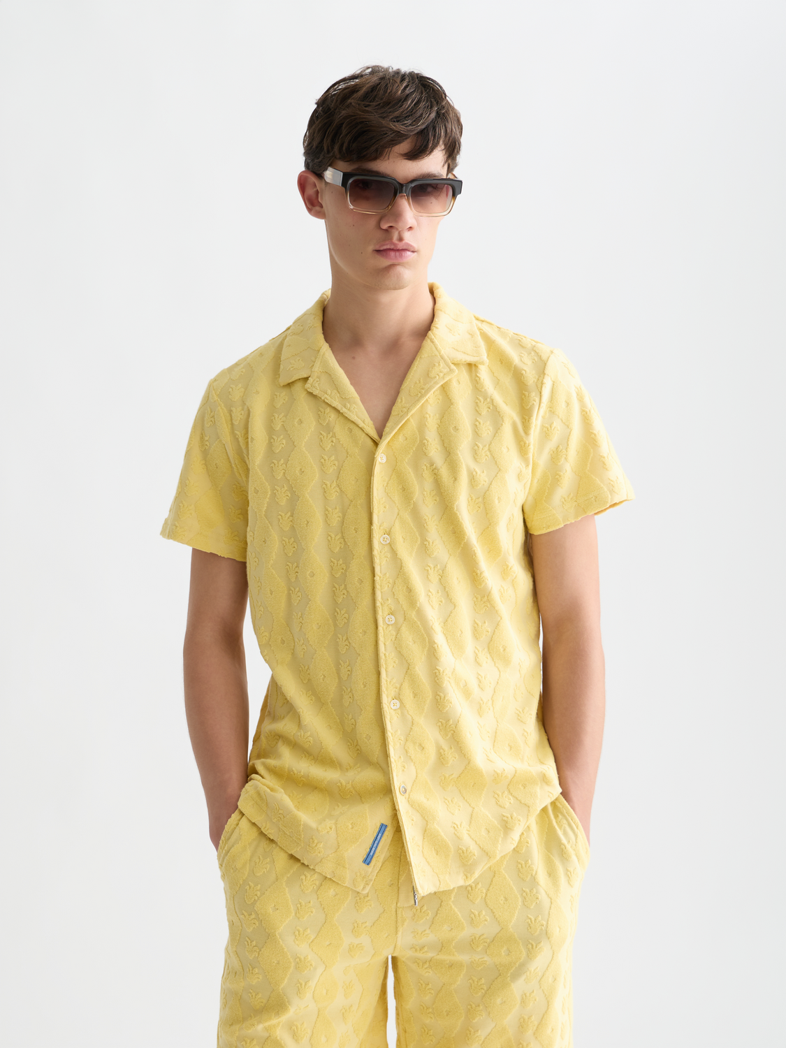 Terry Jacquard Regular-Fit Short-Sleeved Shirt