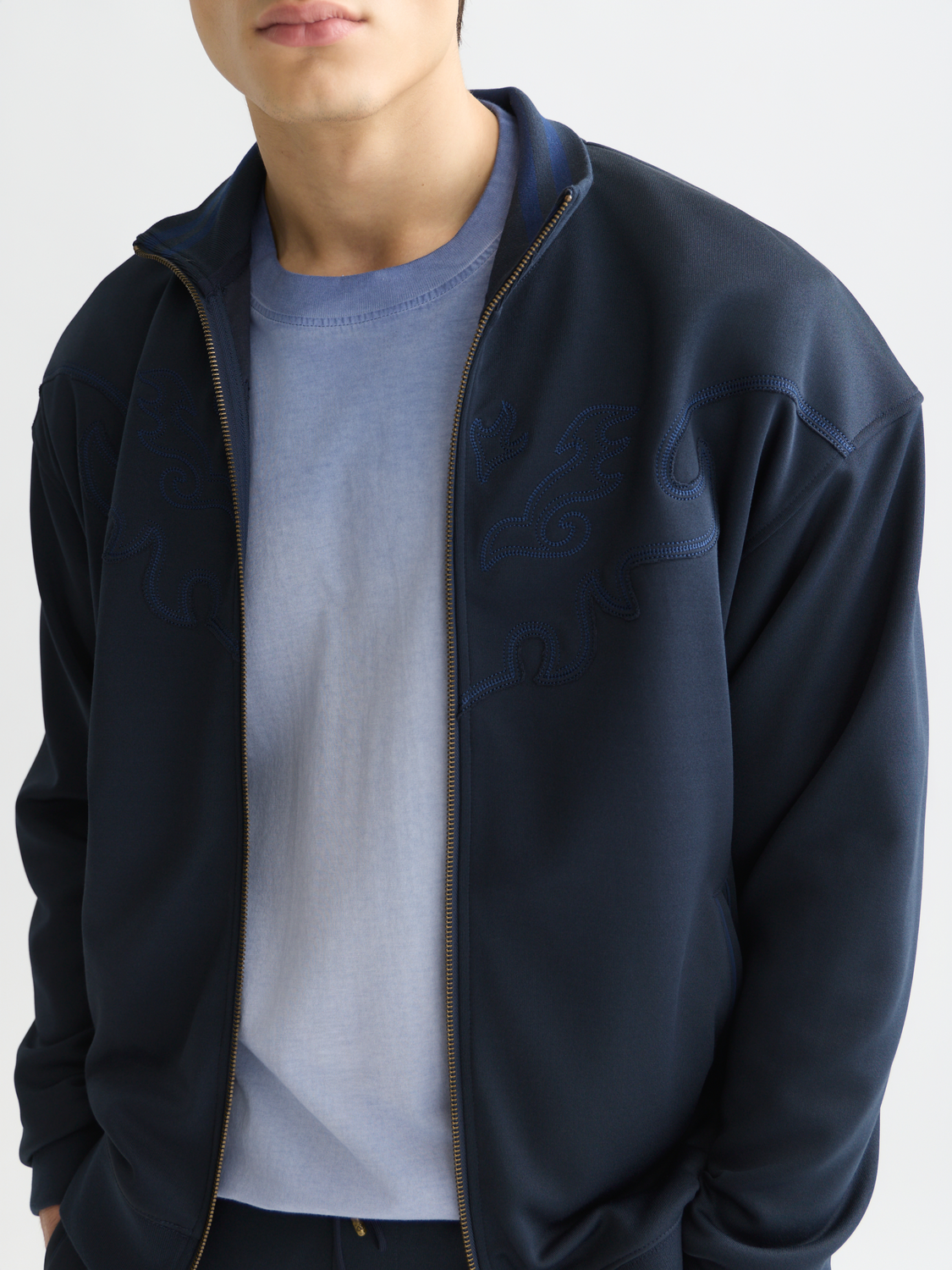 Interlock Embroidered Relaxed-Fit Zip-Through Track Jacket