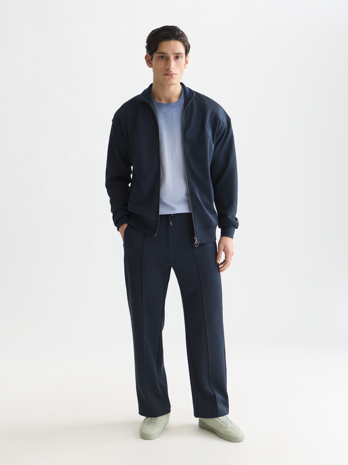 Interlock Embroidered Relaxed-Fit Zip-Through Track Jacket