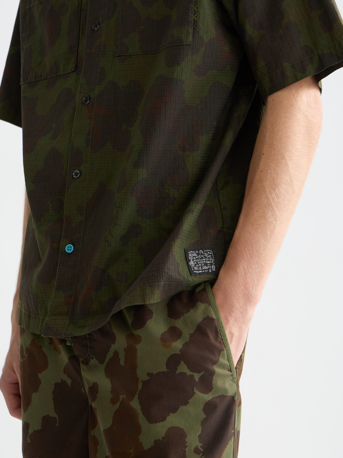 Printed Cotton Ripstop Relaxed-Fit Short-Sleeve Shirt