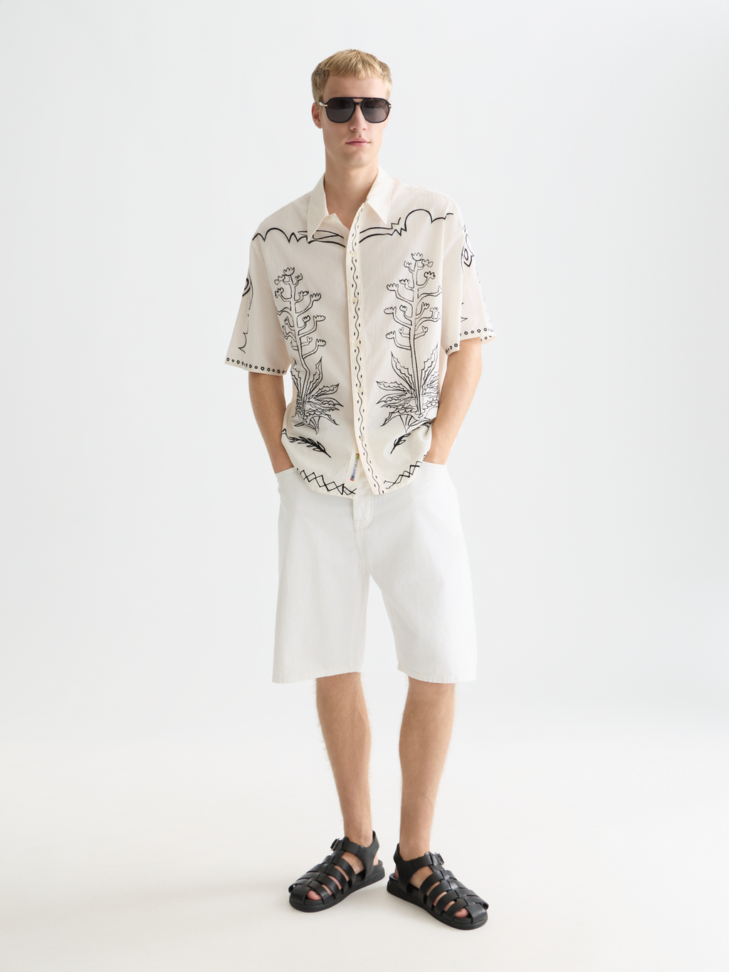 Embroidered Seersucker Relaxedfit Shortsleeved Shirt