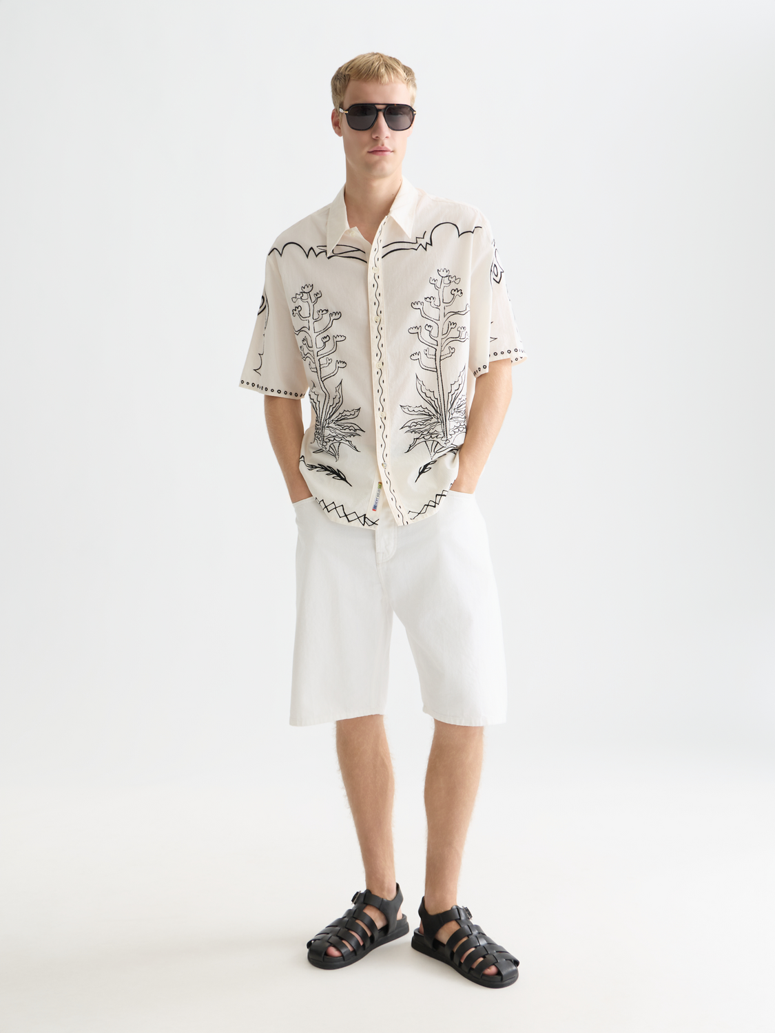 Embroidered Seersucker Relaxedfit Shortsleeved Shirt