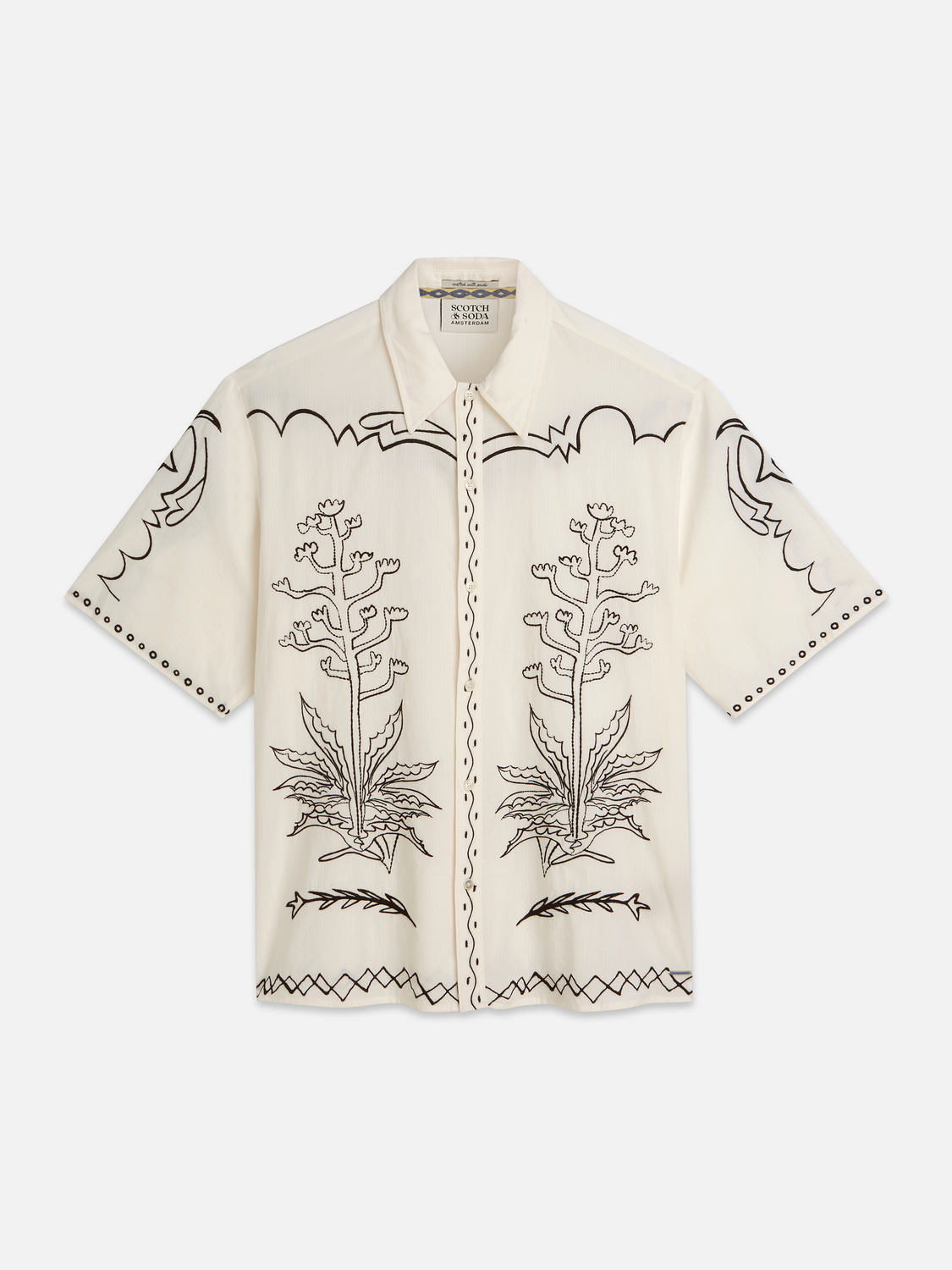 Embroidered Seersucker Relaxedfit Shortsleeved Shirt