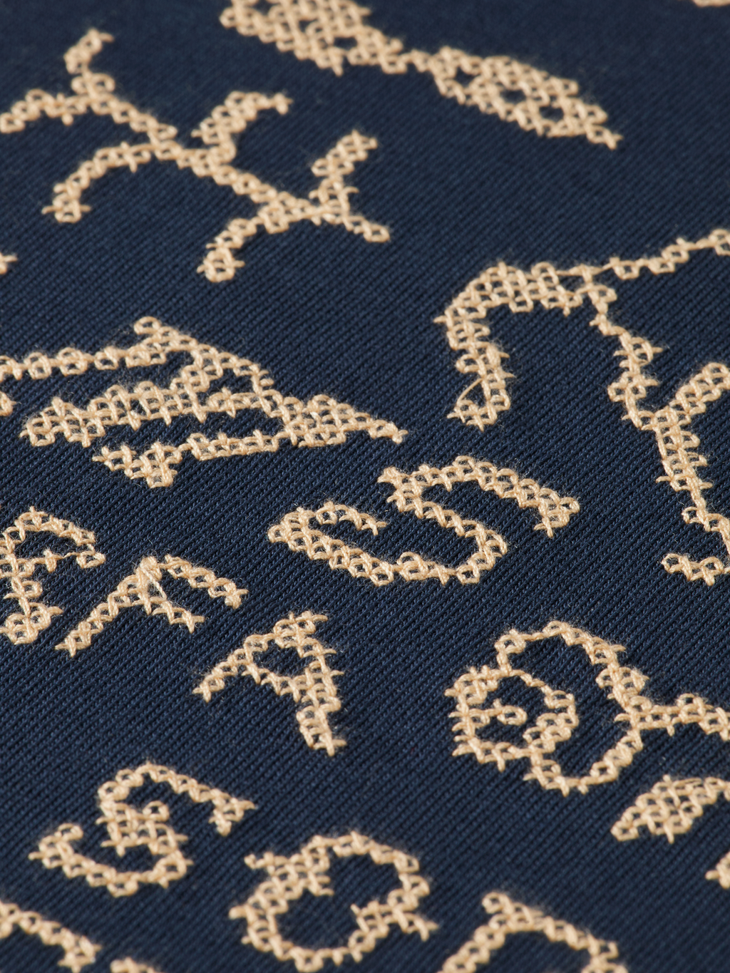 Cross-Stitched Front Artwork Loose-Fit T-Shirt