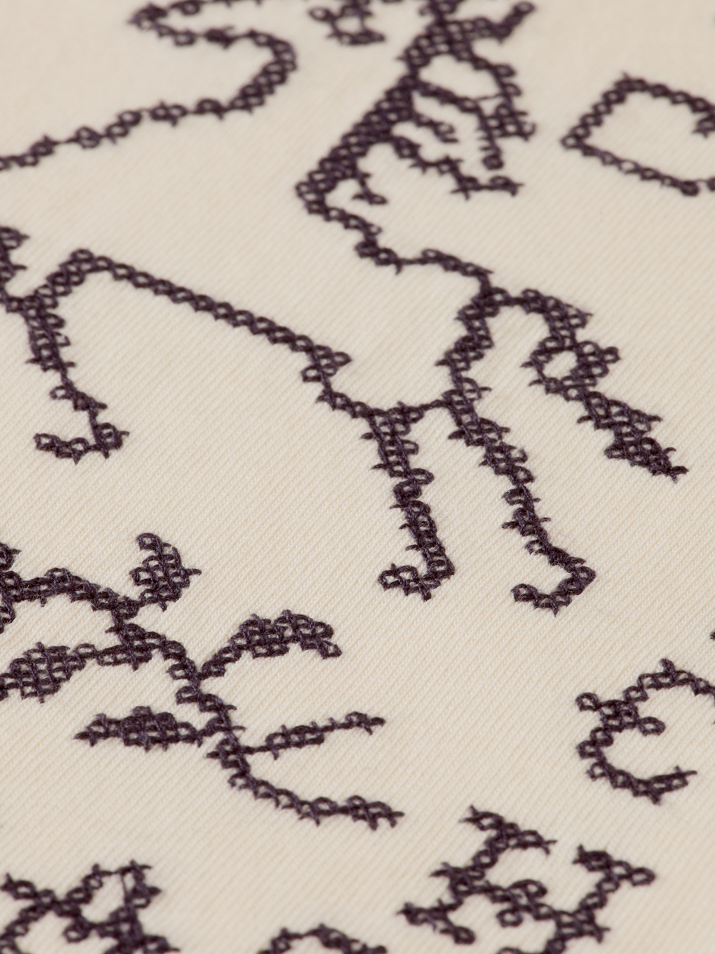 Cross-Stitched Front Artwork Loose-Fit T-Shirt