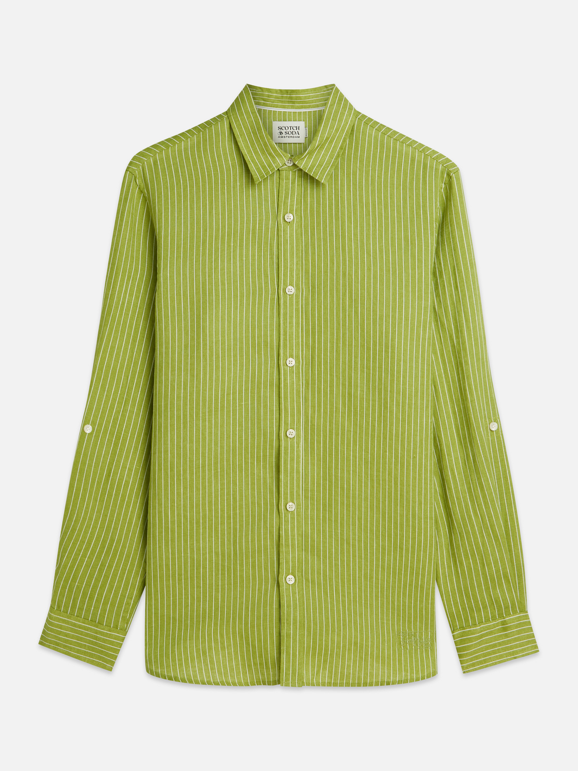Linen Striped Regular-Fit Shirt Garden Green Stripes / L