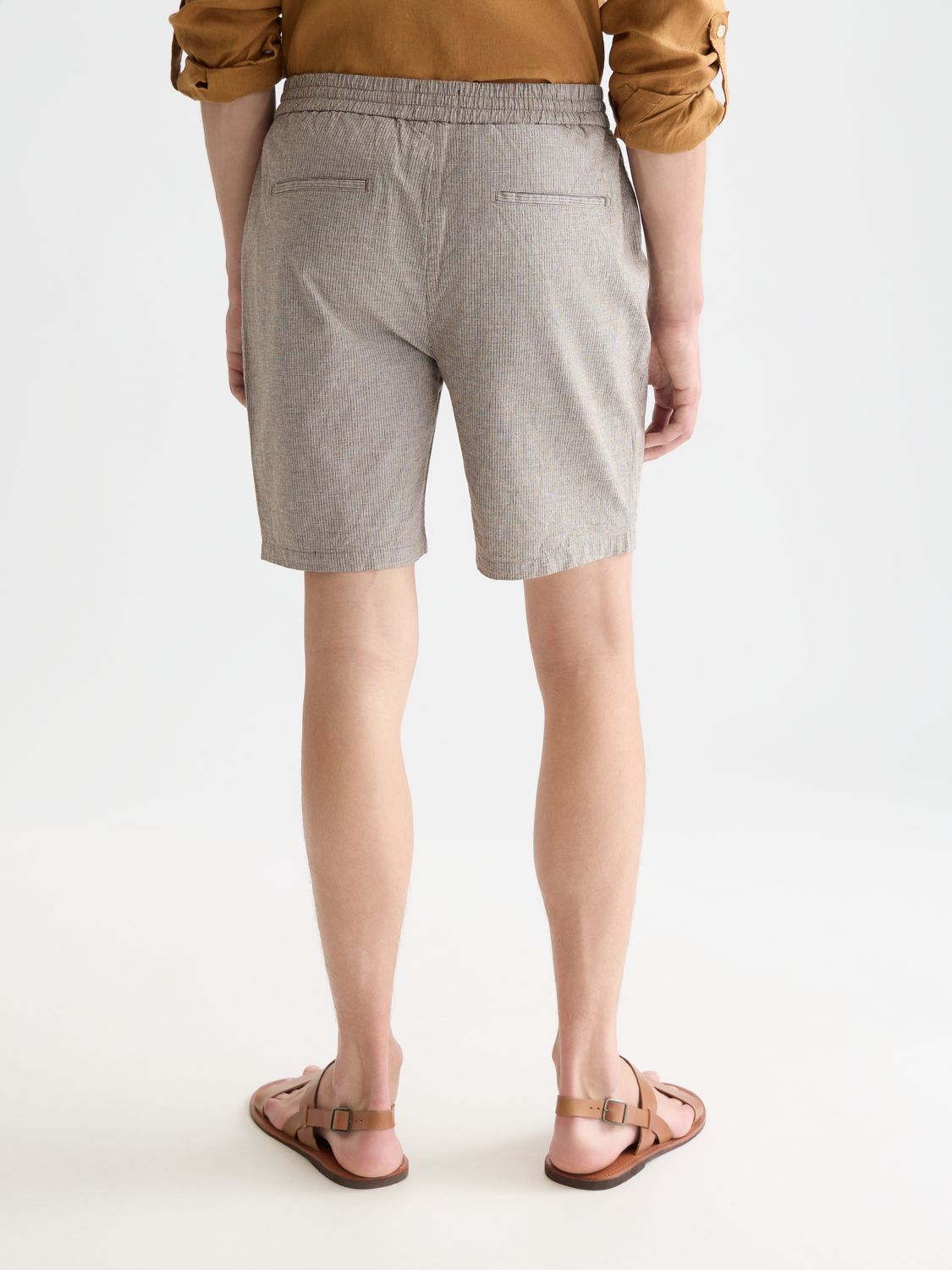 Essentials – Fave Cotton-Linen Yarn-Dyed Regular-Fit Bermuda Shorts