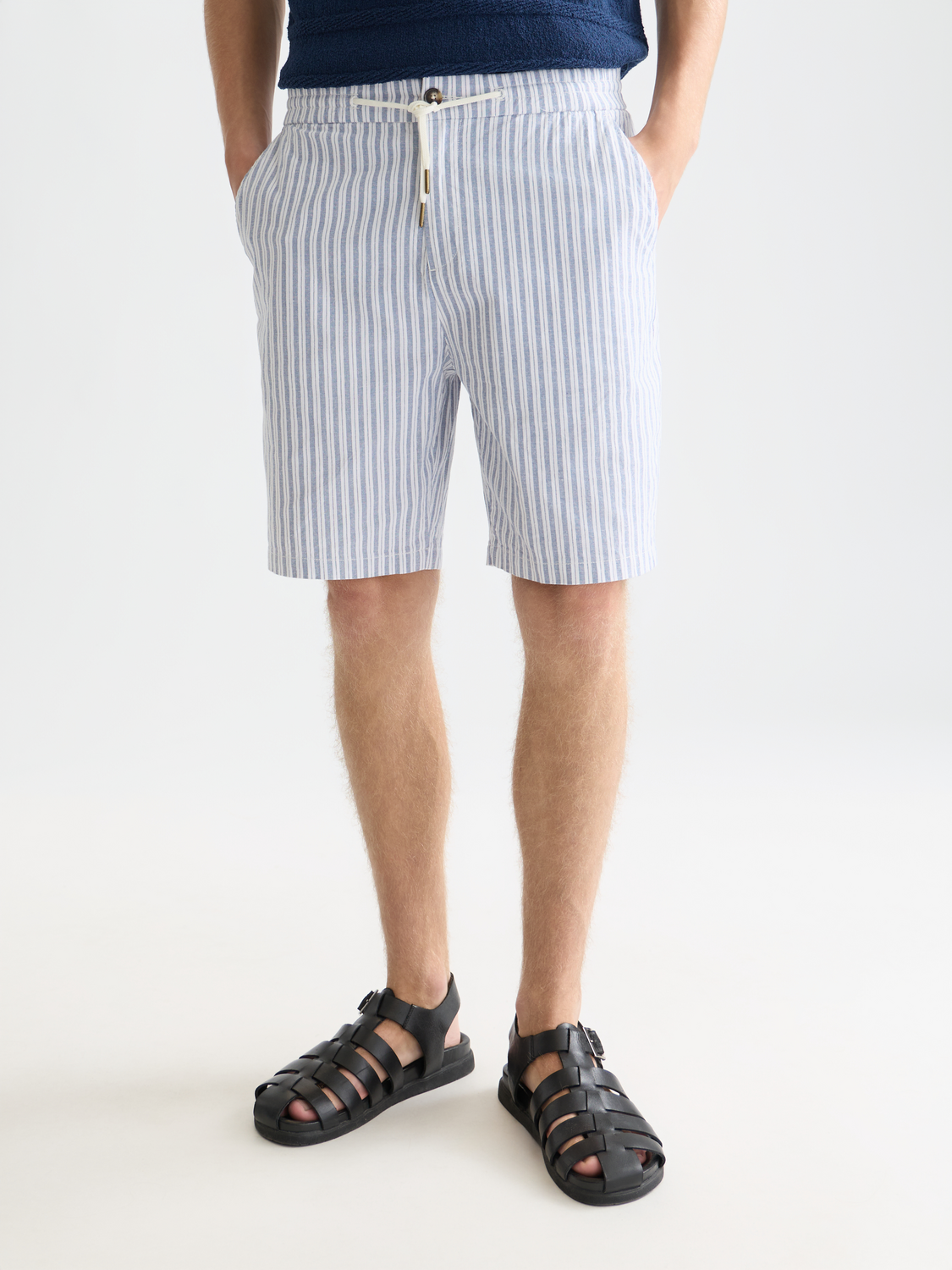 Fave Cotton-Linen Yarn-Dyed Regular-Fit Bermuda Shorts