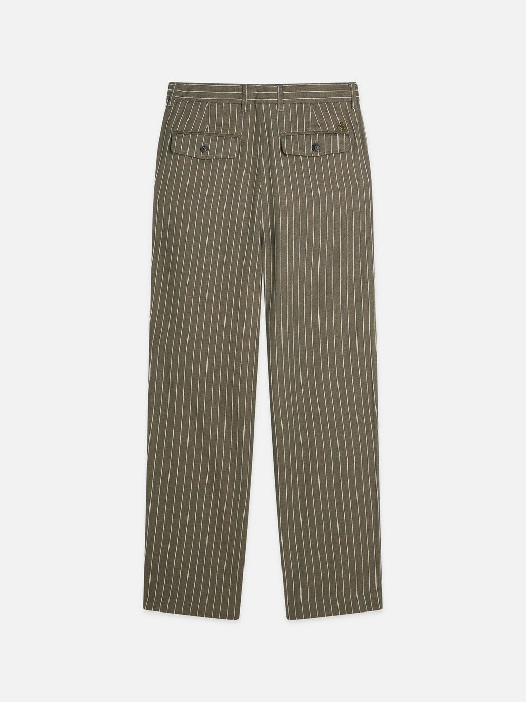 Pleated Pinstriped Cottonlinen Loose Straightfit Chino