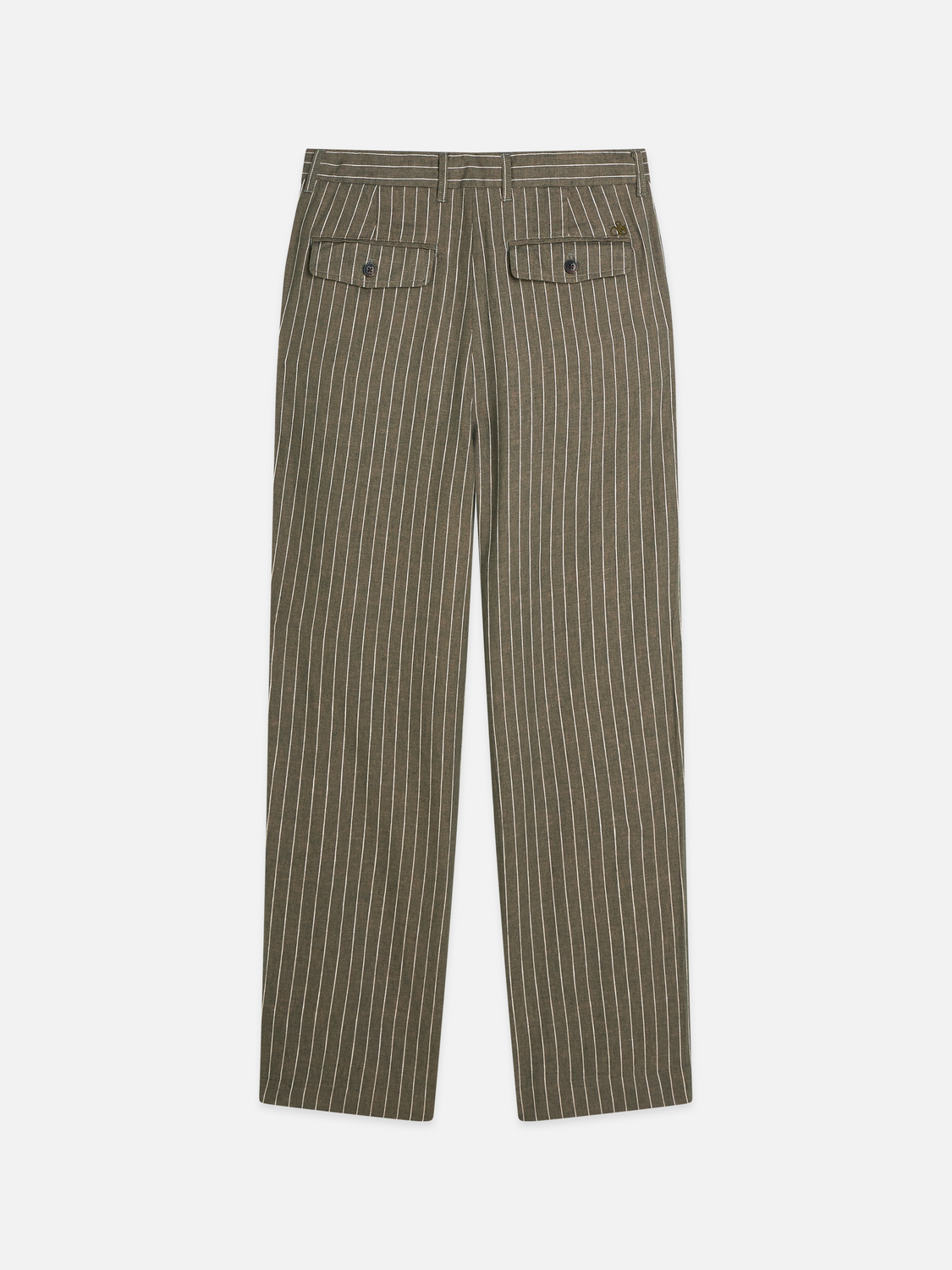 Pleated Pinstriped Cottonlinen Loose Straightfit Chino