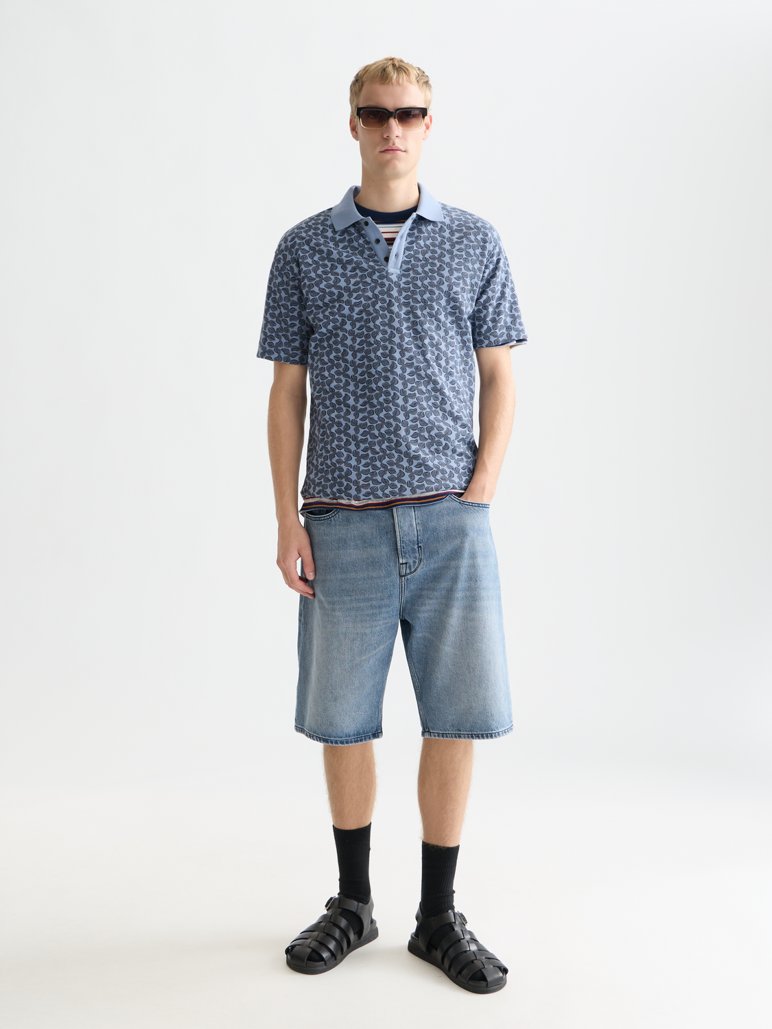 Printed Structured Relaxedfit Polo