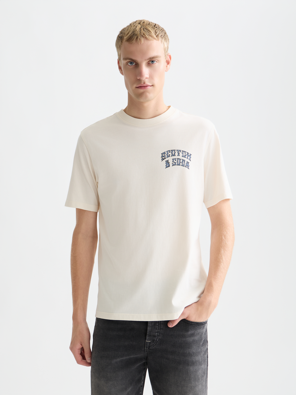 Scotch & Soda T-Shirt Pour Homme S Marine Bleu Jersey Mélange Col Rond Scotch & Soda T-Shirt Pour Homme S Marine Bleu Jersey Mélange Col Rond