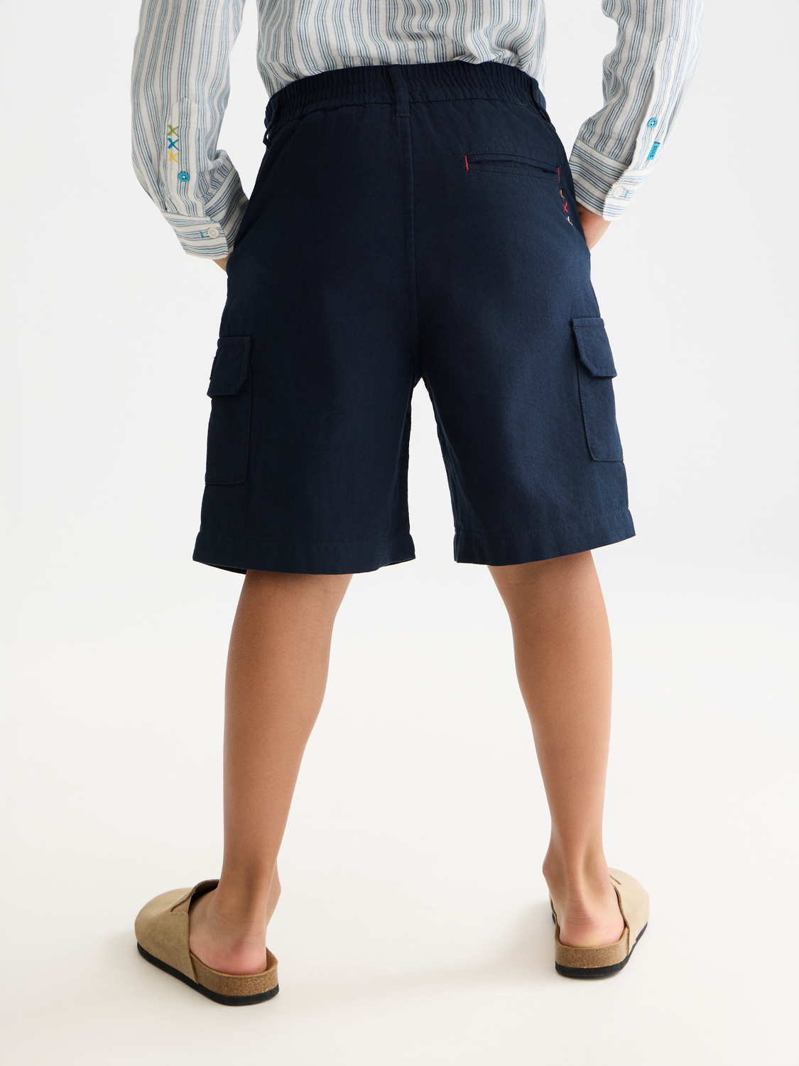 Boys' Cotton-Linen Cargo Shorts