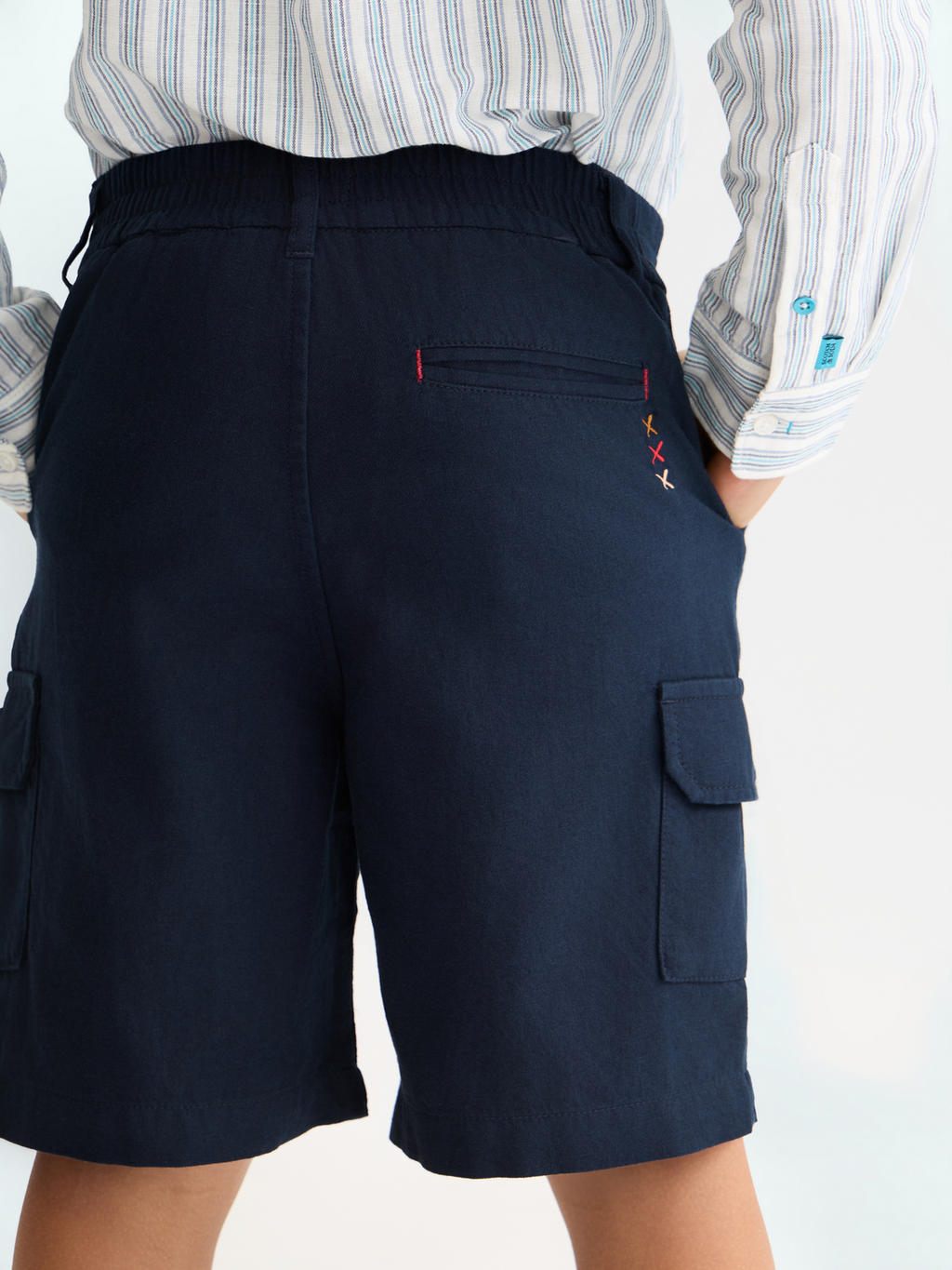 Boys' Cotton-Linen Cargo Shorts