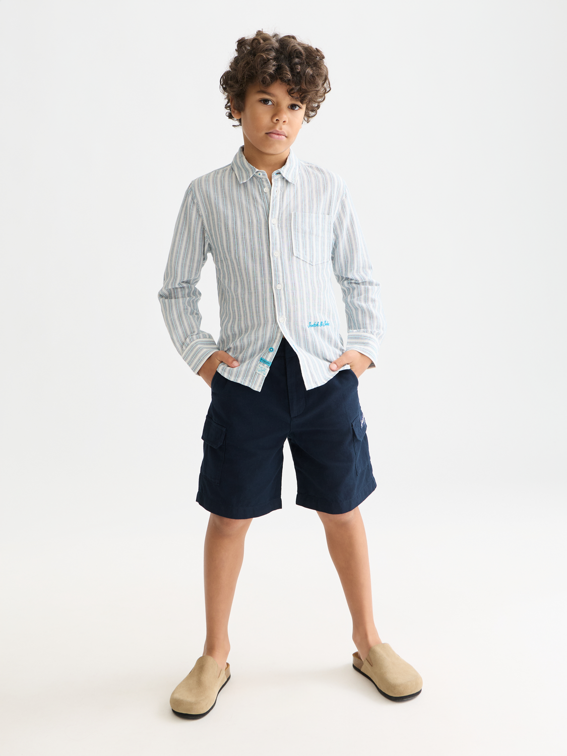 Boys' Cotton-Linen Cargo Shorts