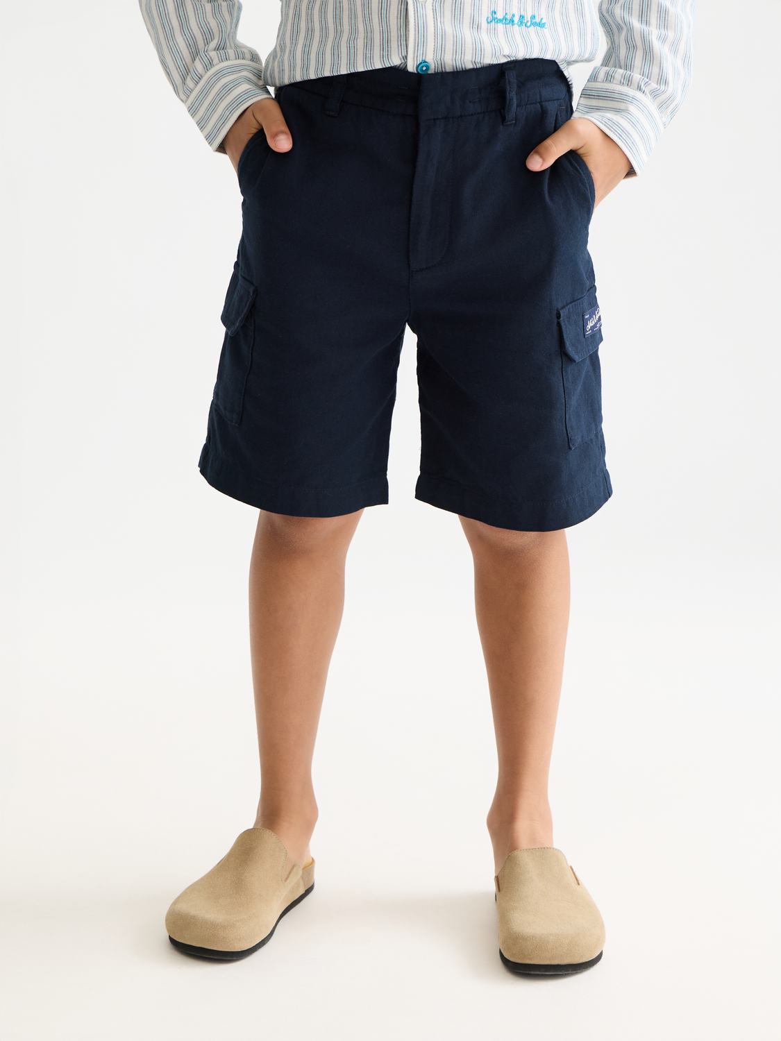 Boys' Cotton-Linen Cargo Shorts