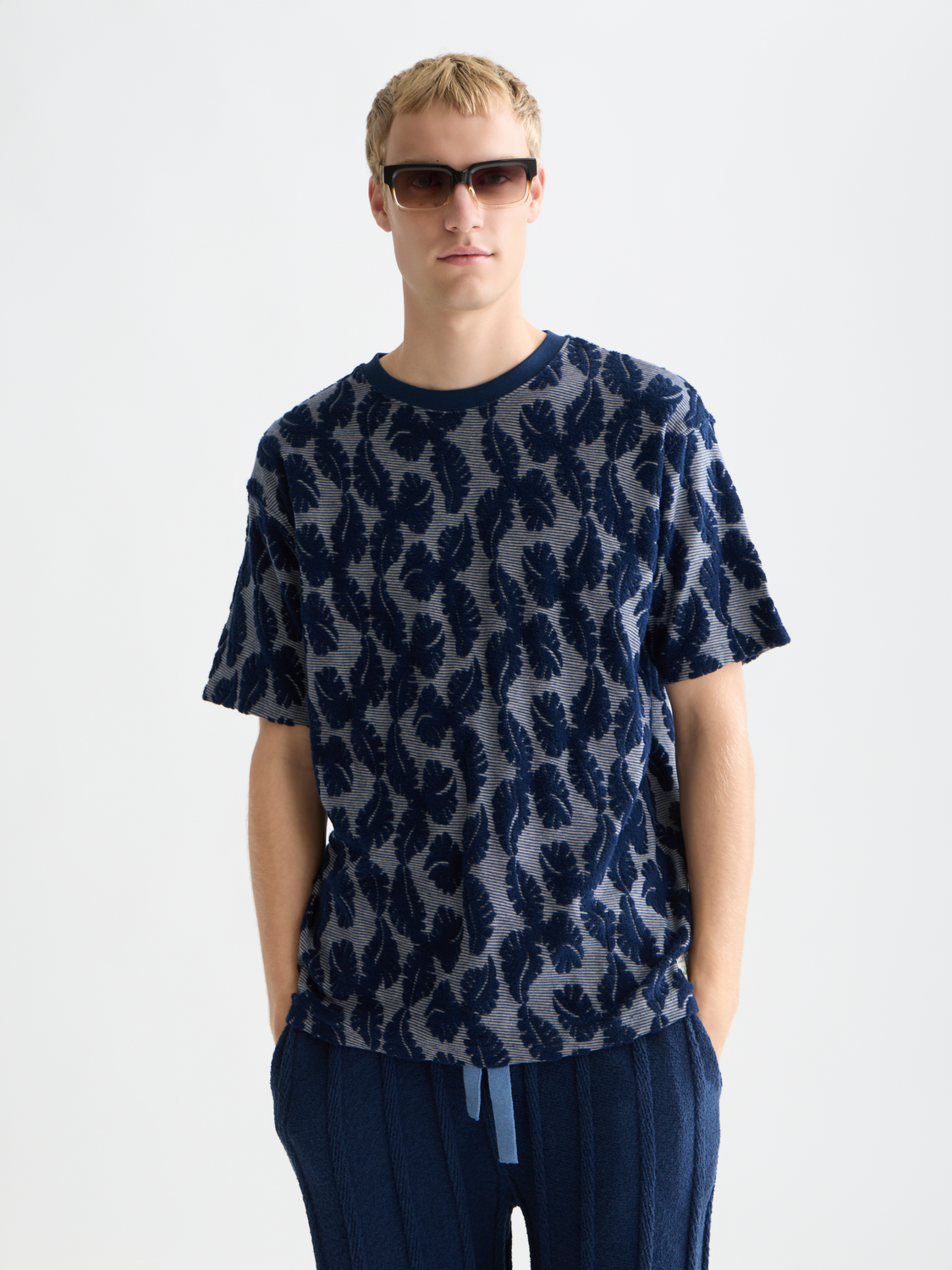 Jacquard Feeder Stripe Relaxed-Fit T-Shirt