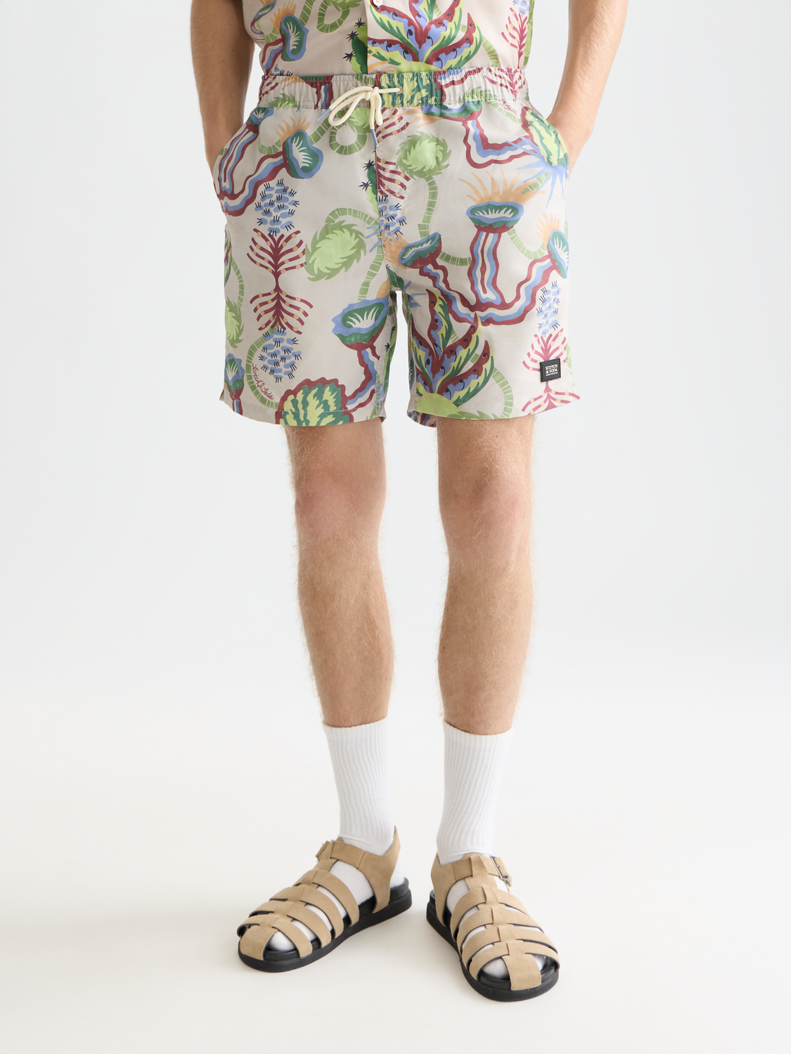 Printed Mid-Length Swim Shorts