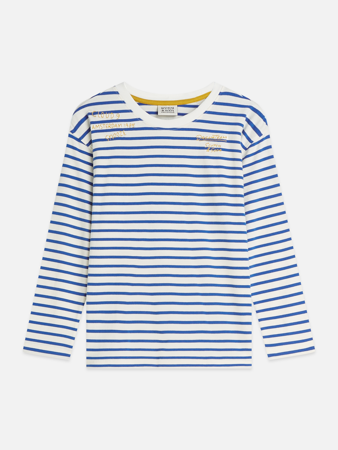 Boys' Yarn Dyed Striped Artwork Relaxed-Fit Long-Sleeved T-Shirt