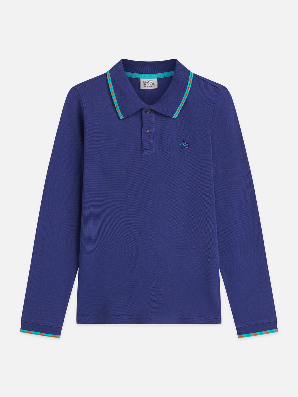Boys' Contrast Tipping Pique Regular-Fit Long-Sleeved Polo
