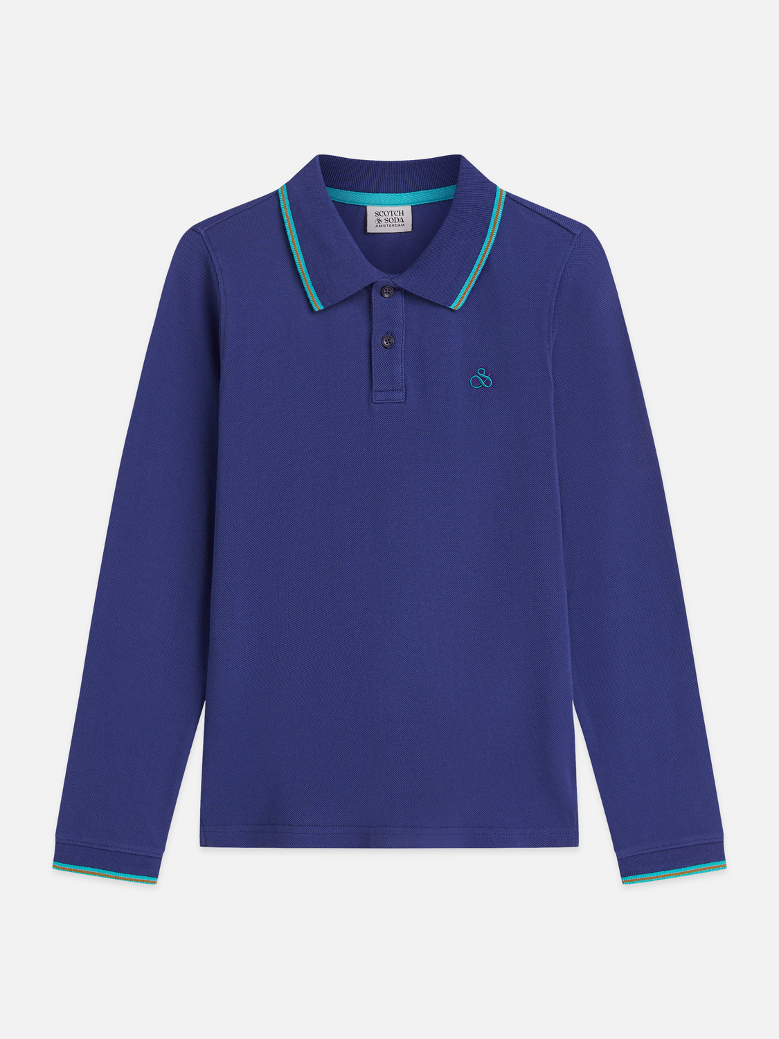 Boys' Contrast Tipping Pique Regular-Fit Long-Sleeved Polo