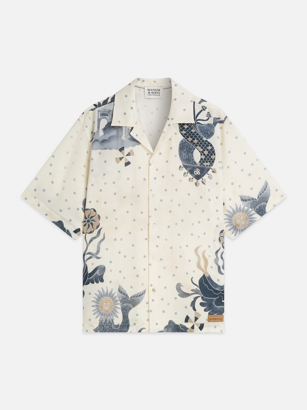 Printed Tencel Short Sleeved Relaxed-Fit Shirt