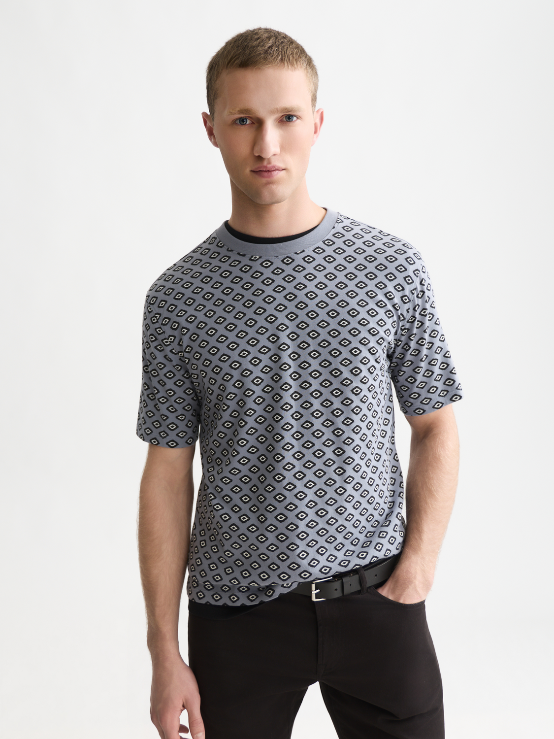 Micro Printed Regular-Fit T-Shirt