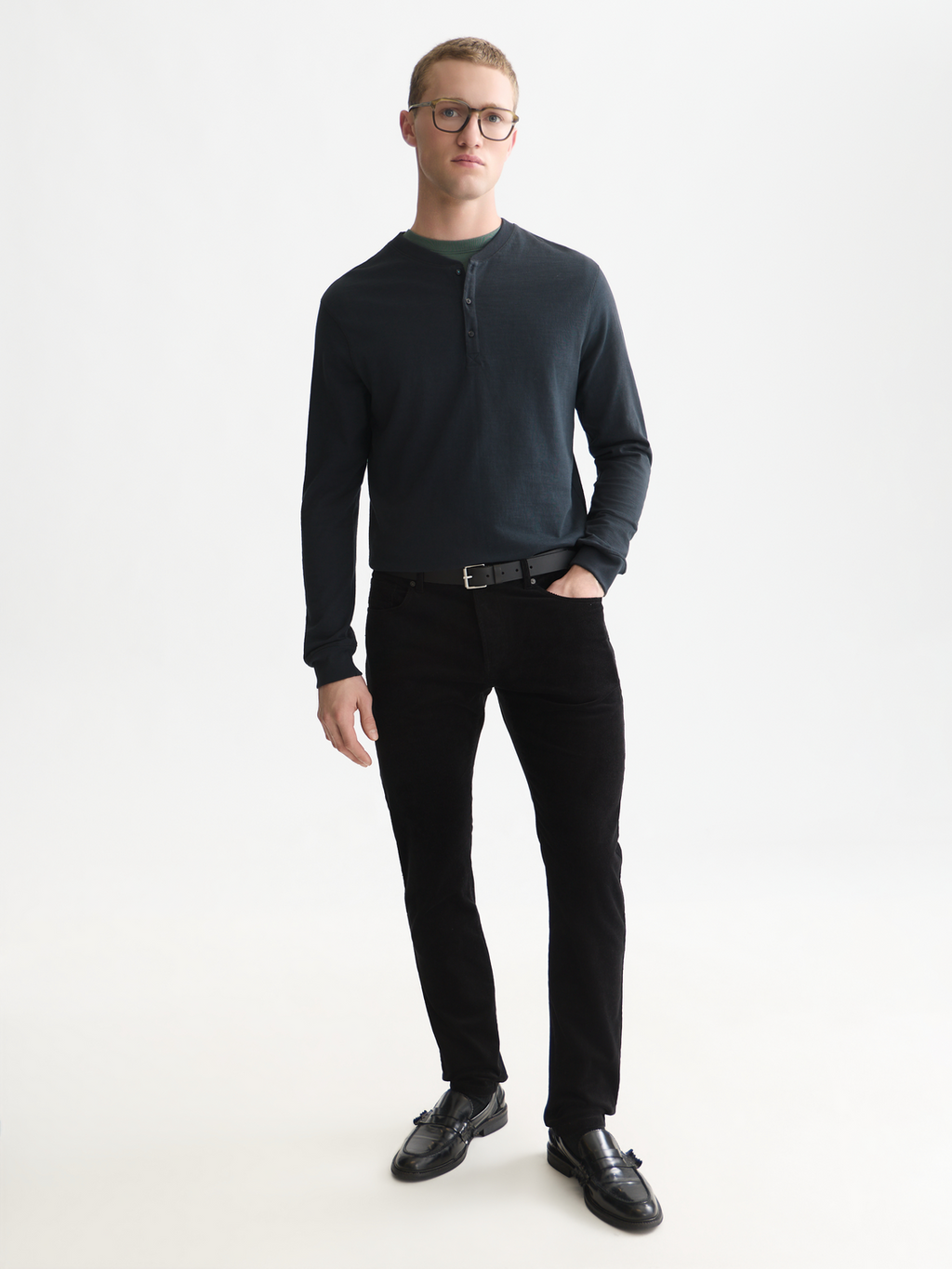 Henley Slub Regular-Fit Long Sleeved T-Shirt