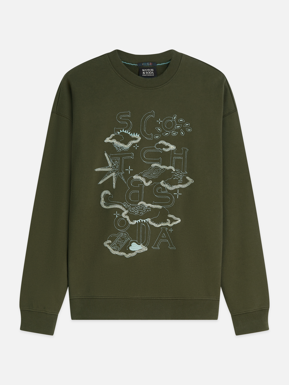 Front Embroidered Artwork Relaxed-Fit Sweatshirt