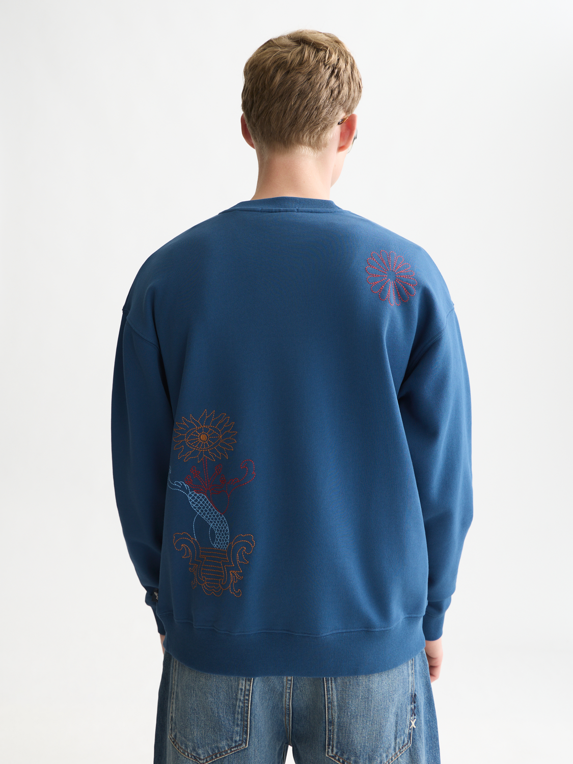 Placed Embroidered Artwork Relaxed-Fit Sweatshirt