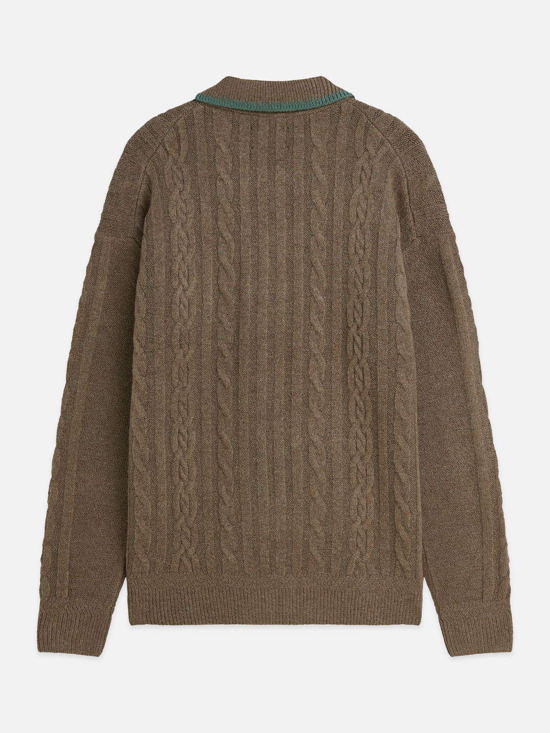 Soft Knit Polo Cable Dropped Shoulder Pullover