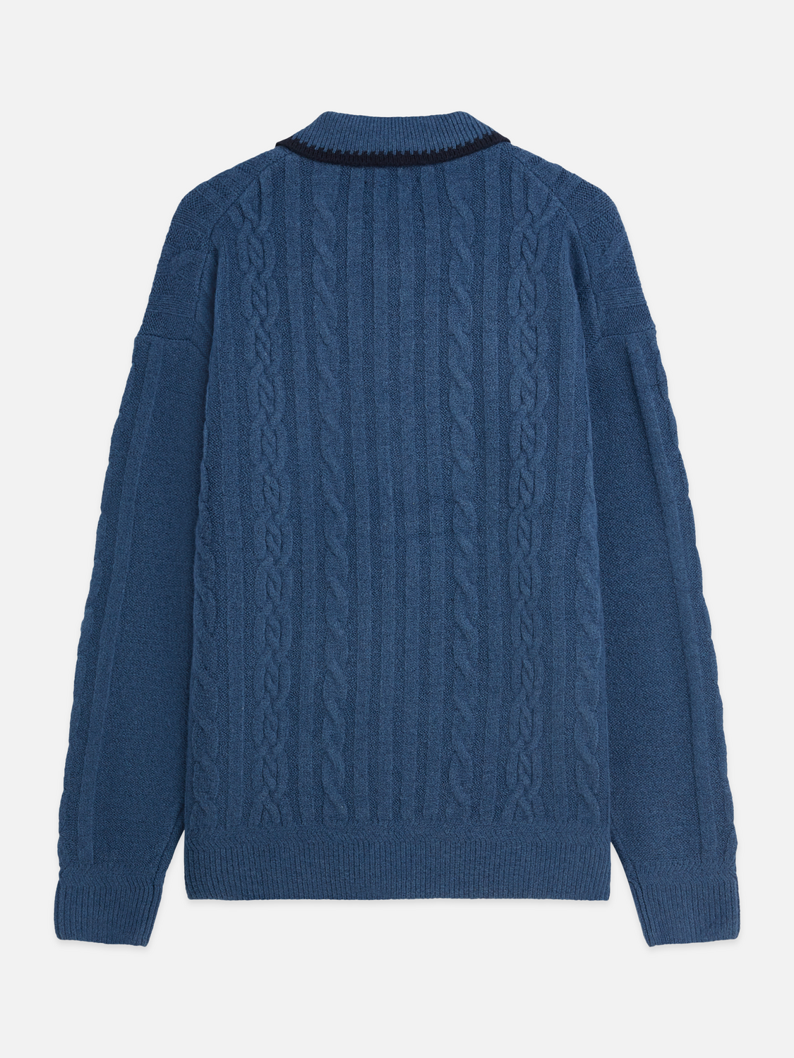 Soft Knit Polo Cable Dropped Shoulder Pullover