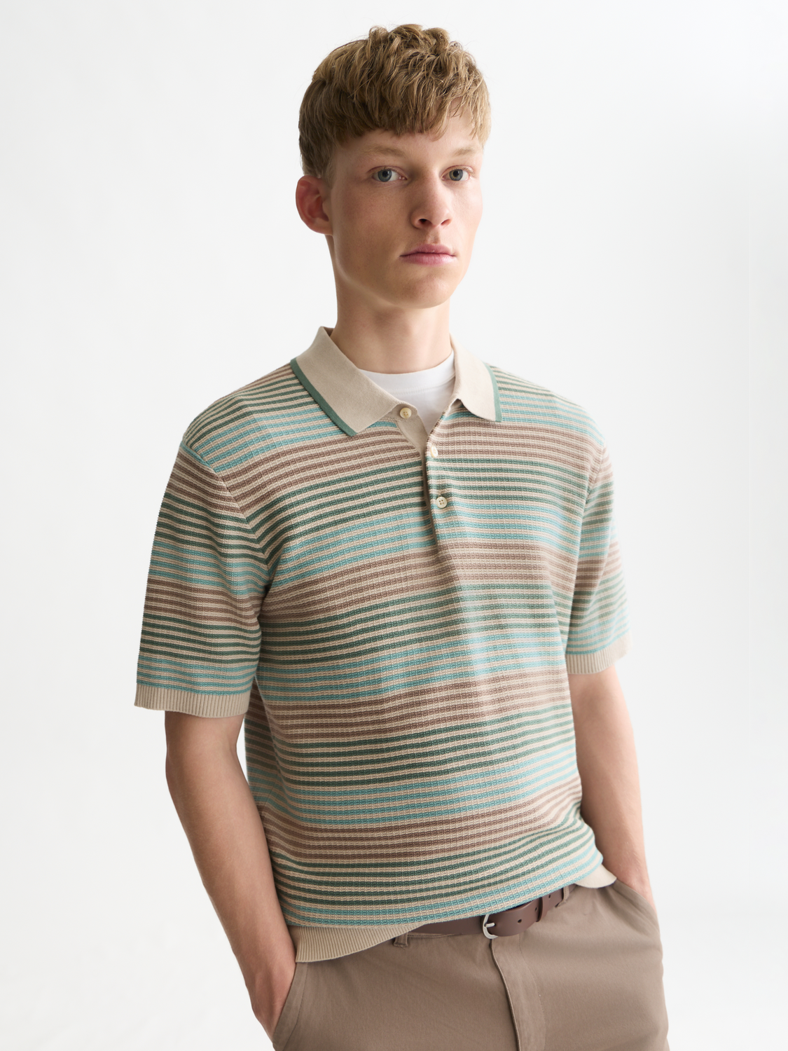 Striped Knitted Regular-Fit Polo