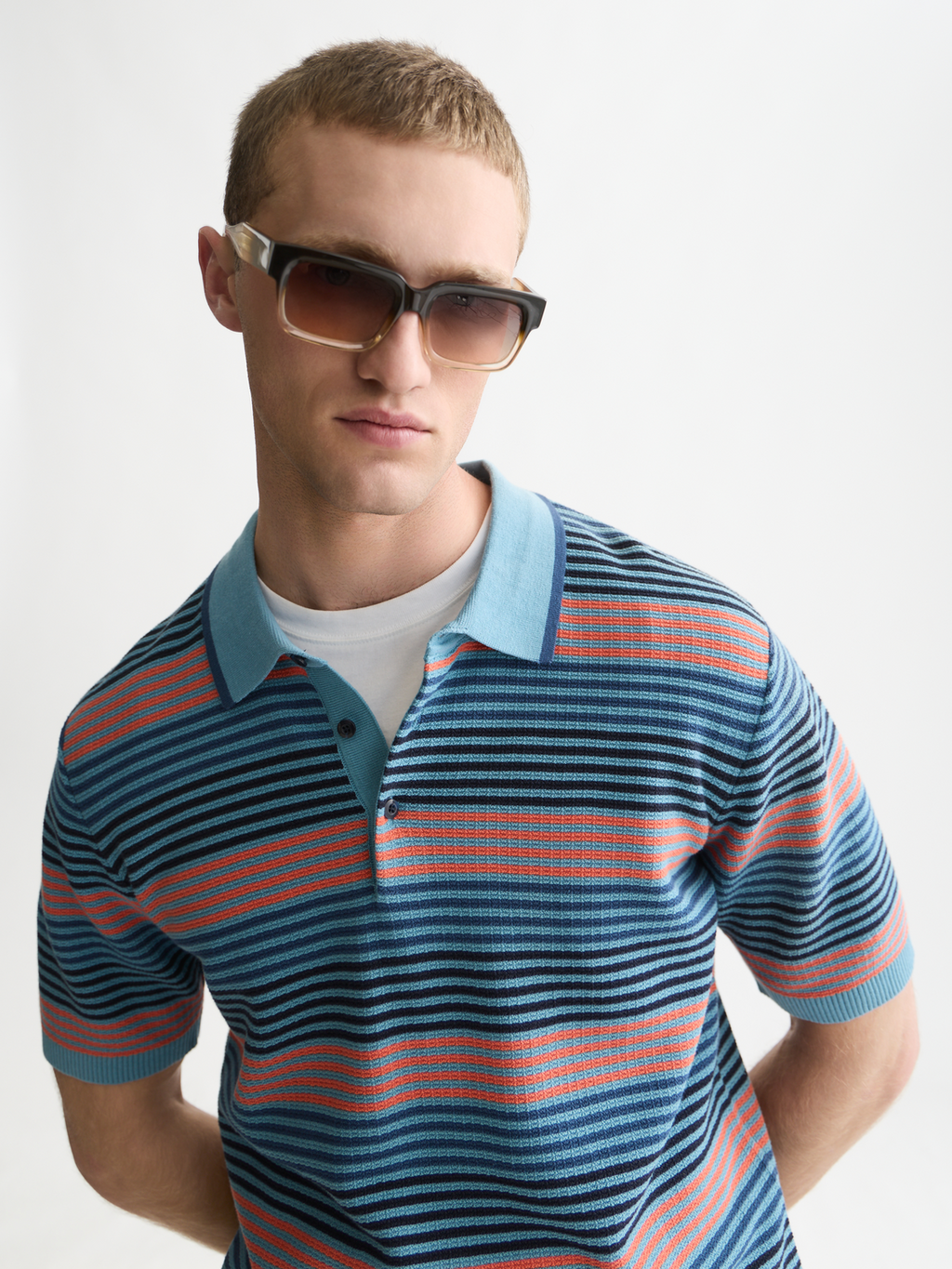 Striped Knitted Regular-Fit Polo