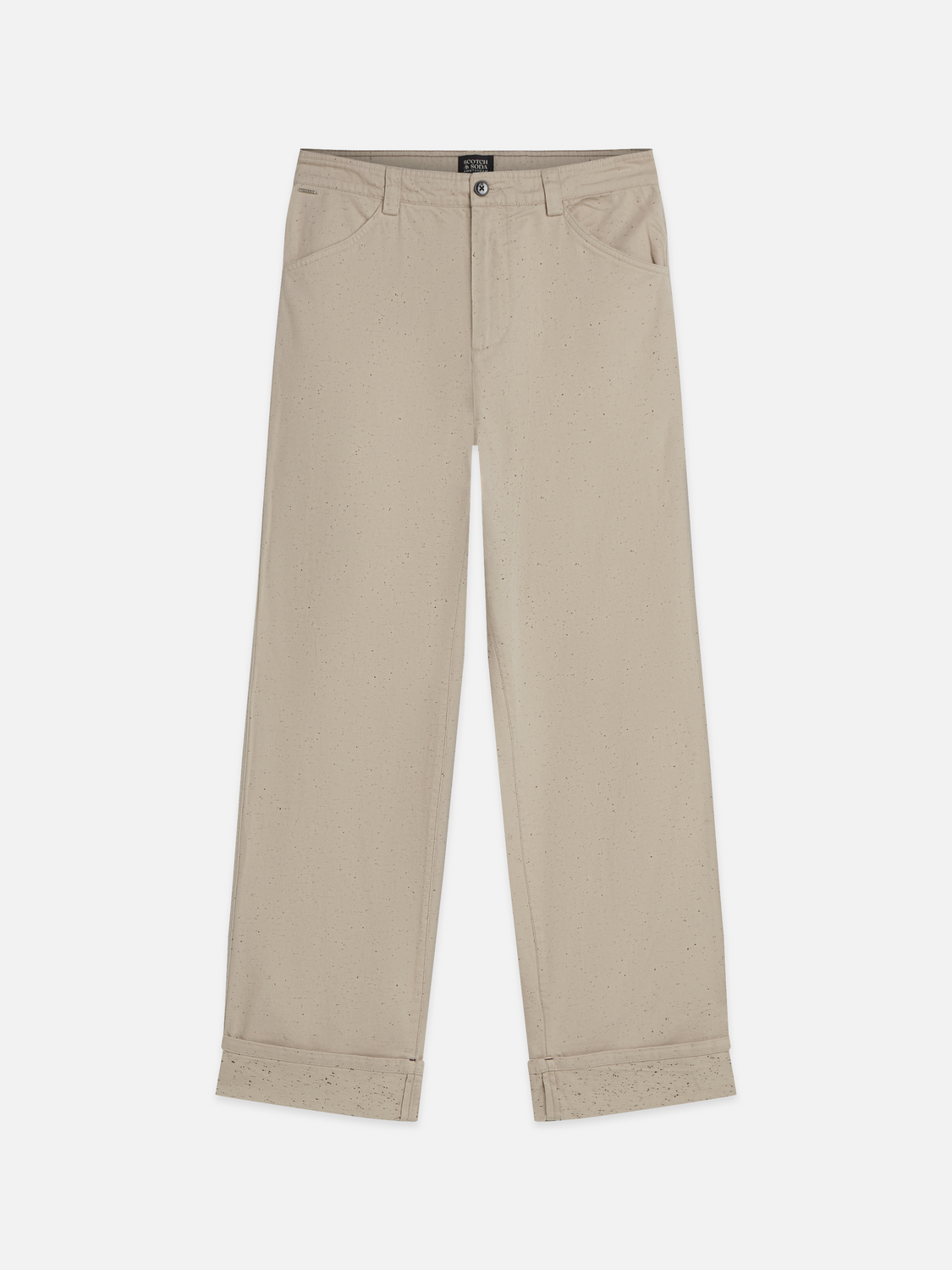 Speckled Cotton-Blend Twill Loose Straight-Fit Pant