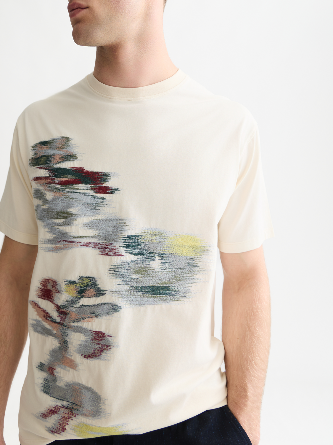 Embroidery Placed Artwork Loose-Fit T-Shirt